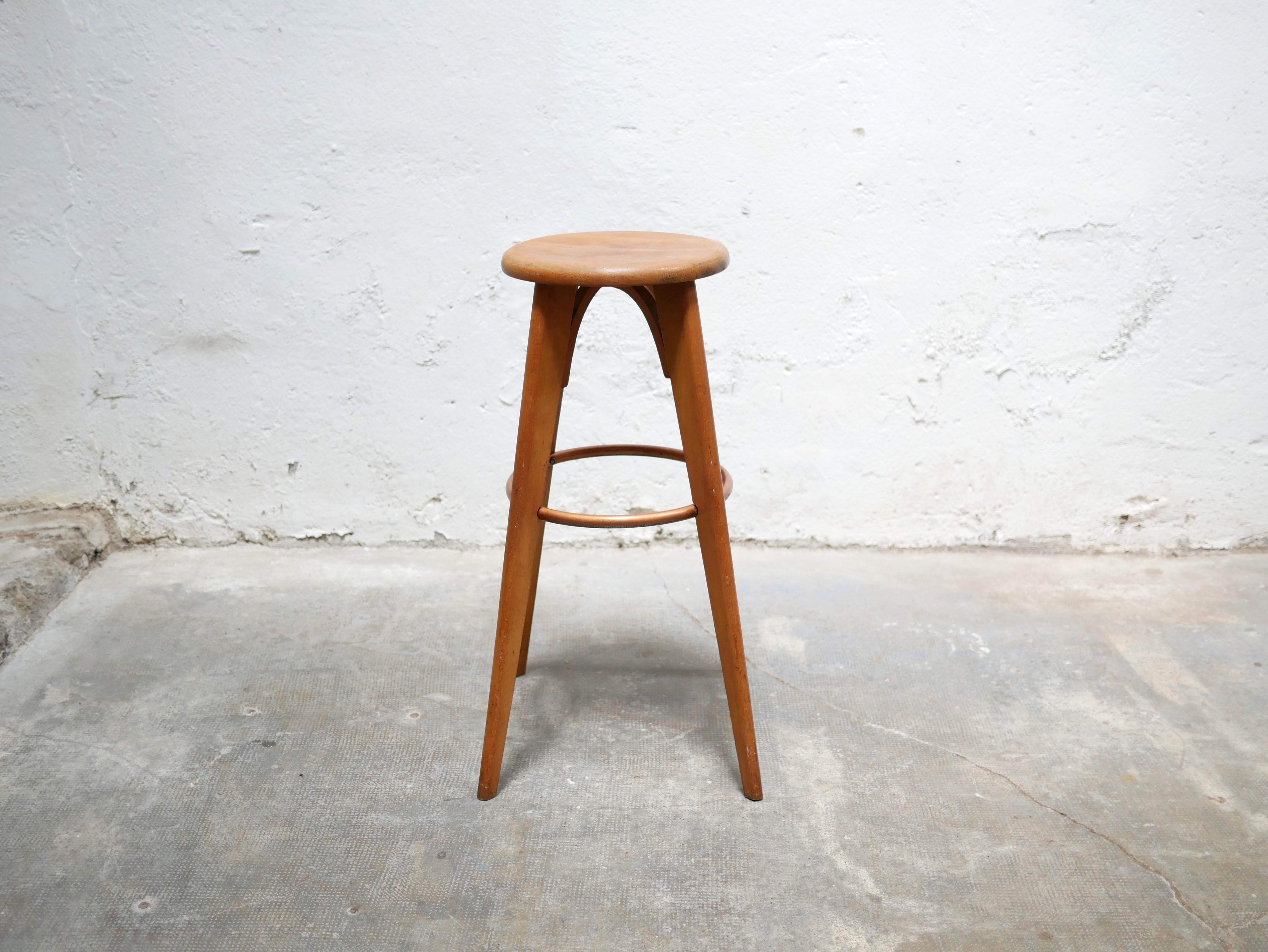 Vintage-Barhocker aus Holz von Stella editions, Frankreich im Angebot 5