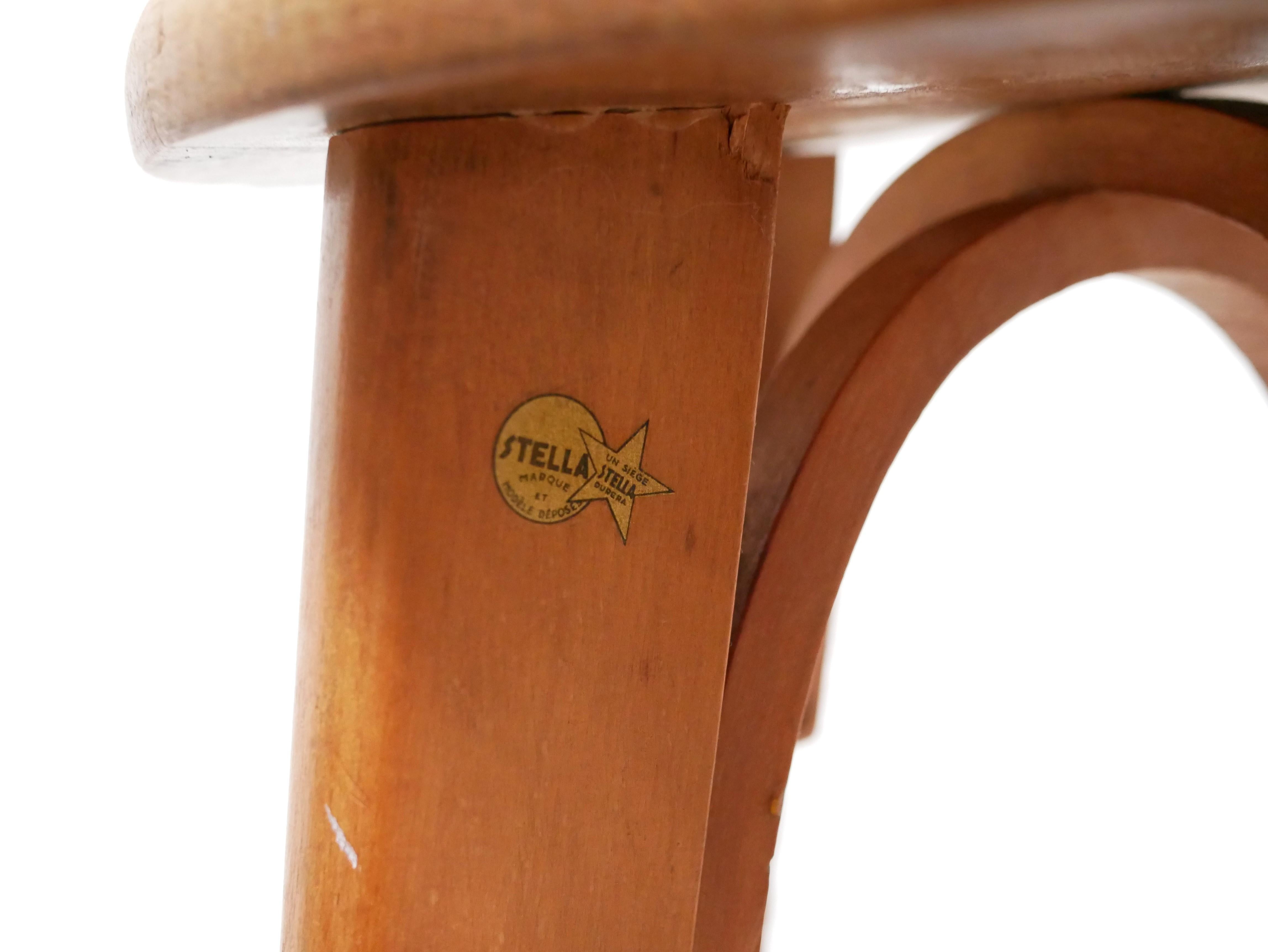Vintage-Barhocker aus Holz von Stella editions, Frankreich im Zustand „Gut“ im Angebot in AIGNAN, FR