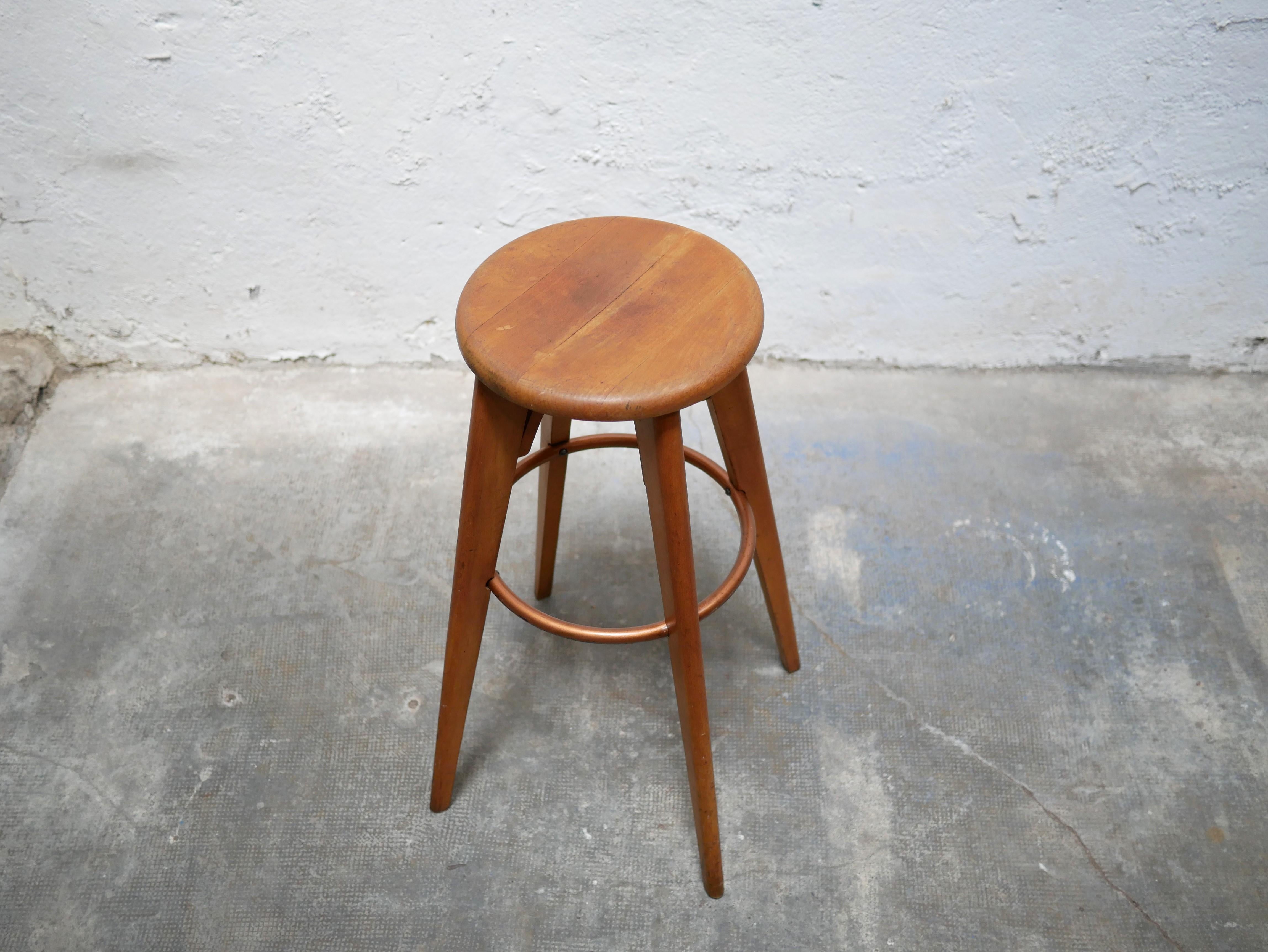 Vintage-Barhocker aus Holz von Stella editions, Frankreich im Angebot 1