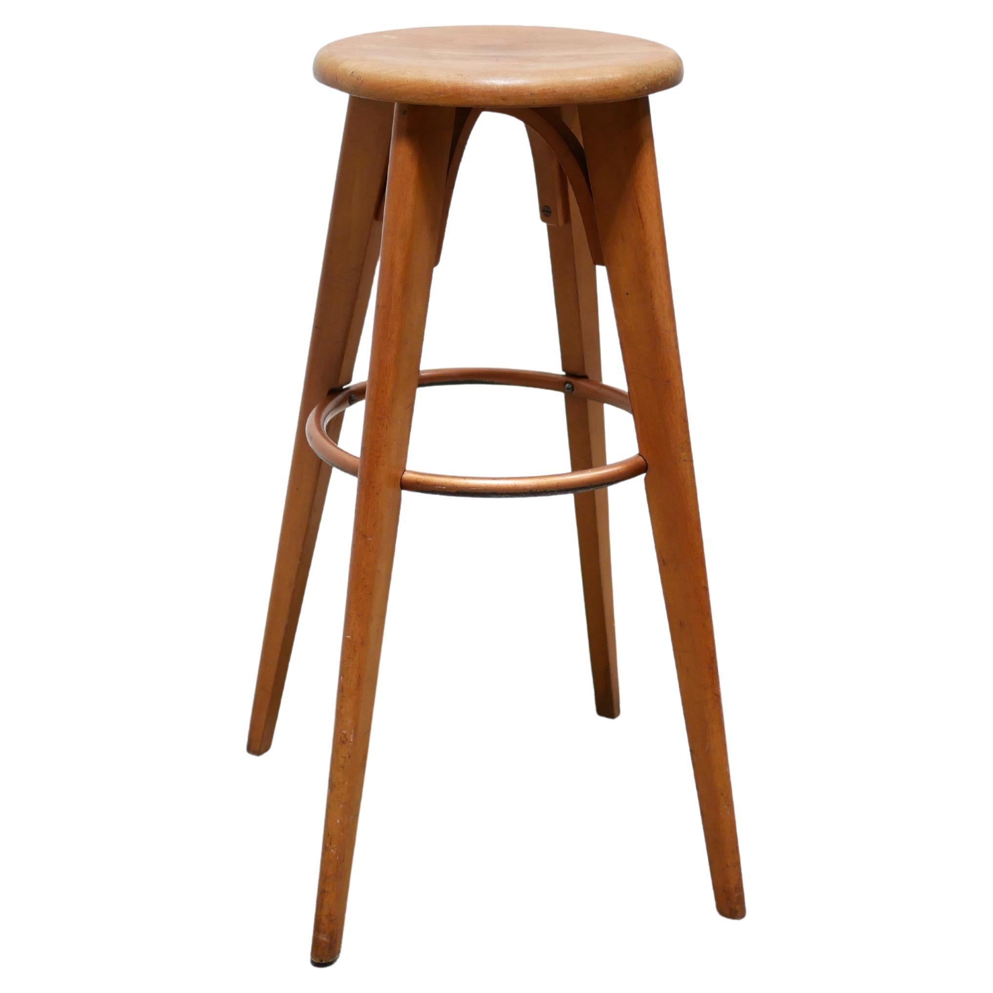 Vintage-Barhocker aus Holz von Stella editions, Frankreich im Angebot