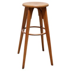 Vintage wooden bar stool by Stella editions, France