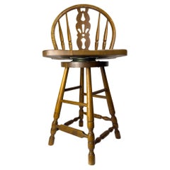 Vintage wooden bar swivel chair, Slovenia 1992