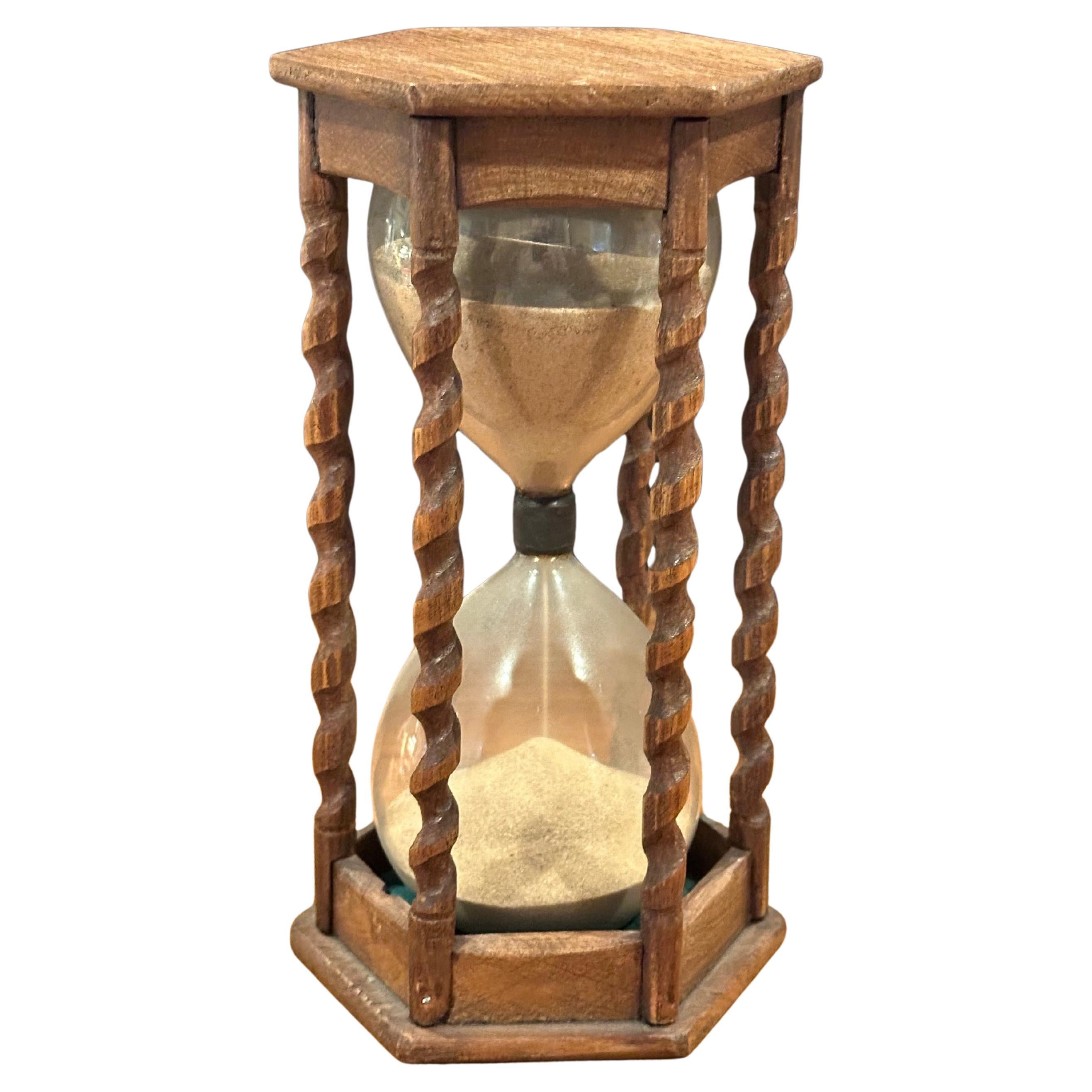 Sablier Vintage en bois avec verre soufflé à la main