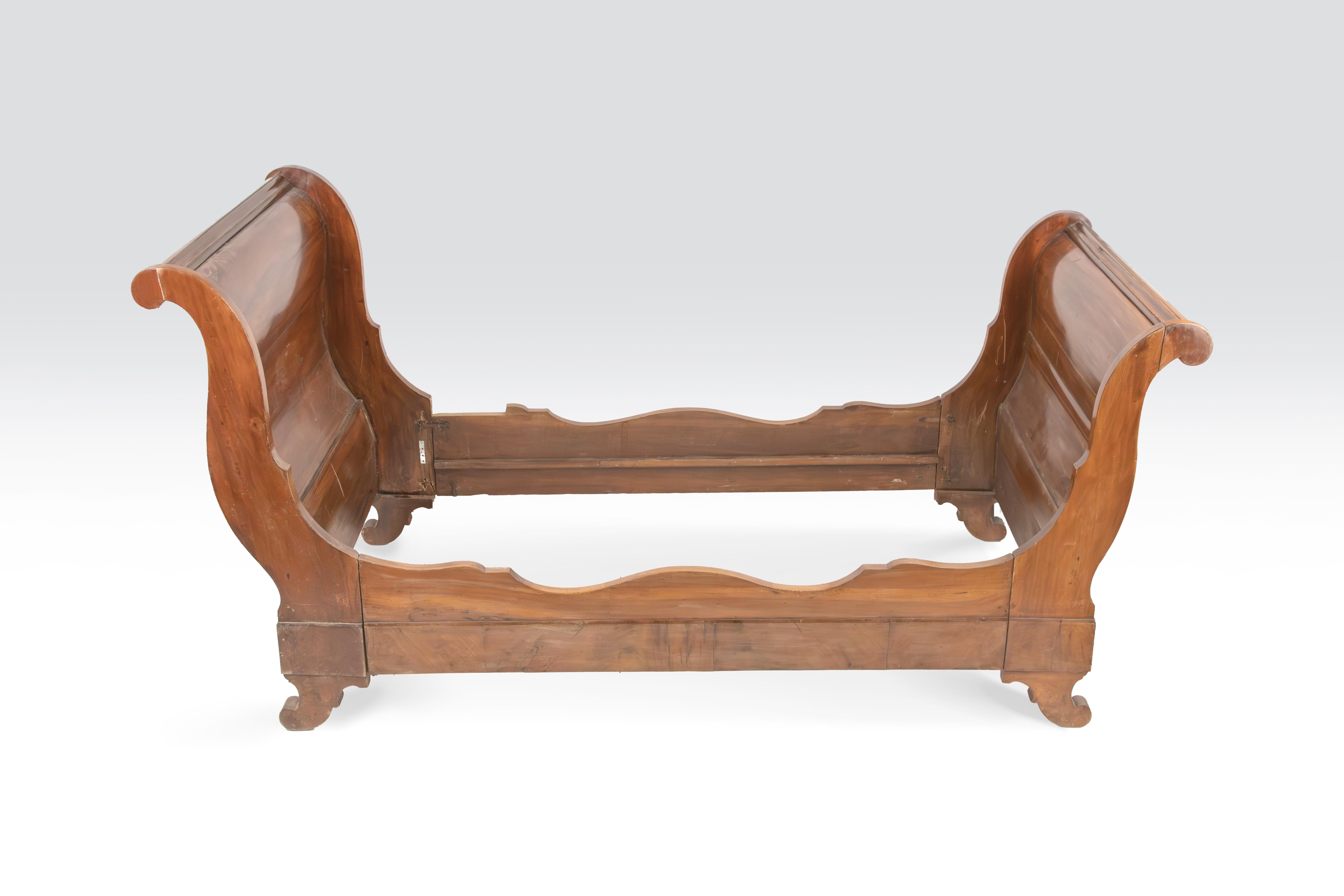 Empire Vintage Wooden Bed Italian Manufacture, Early 20th Century For Sale