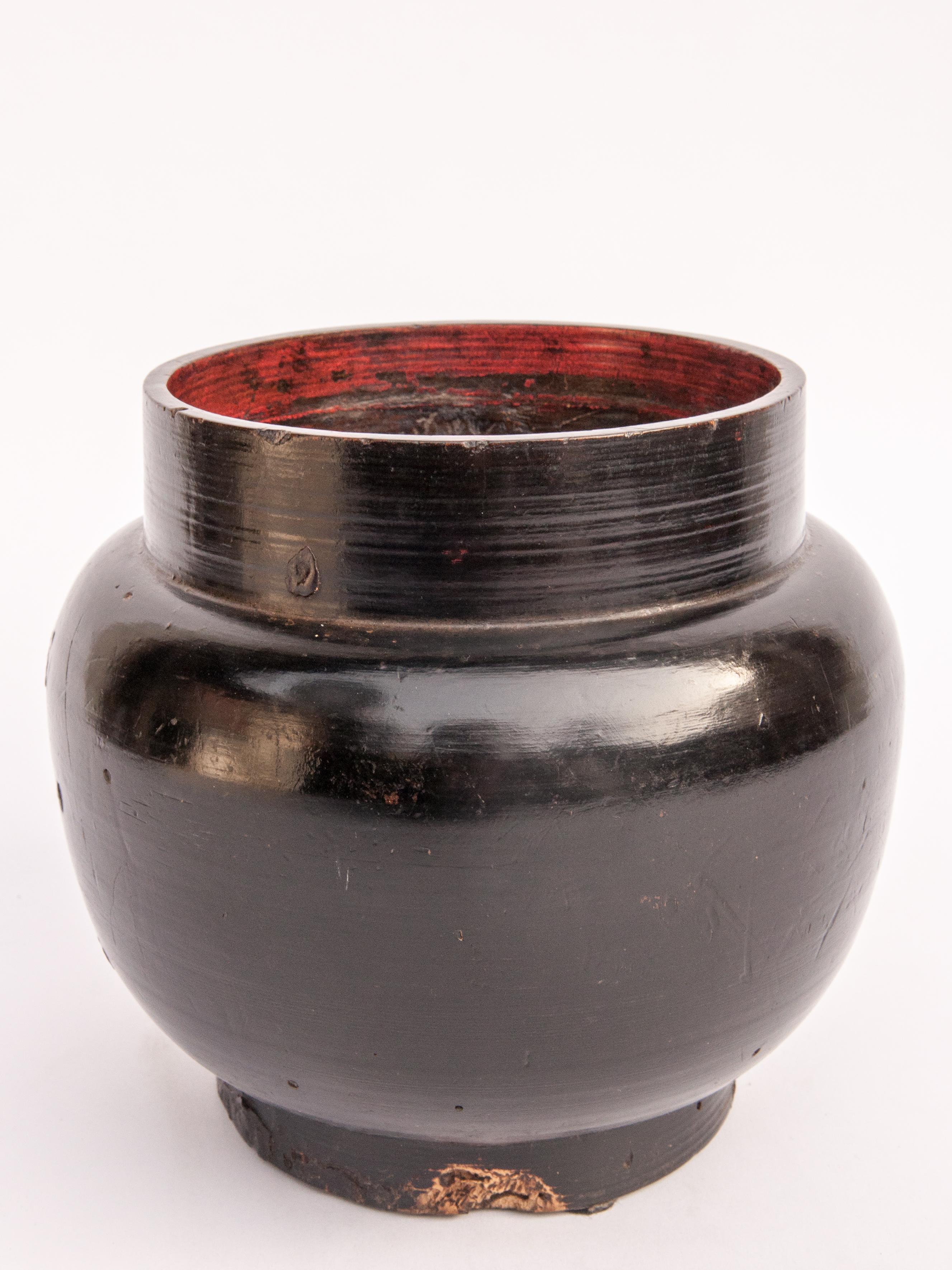 Hand-Crafted Vintage Wooden Beer Pot from Bhutan, Mid-20th Century
