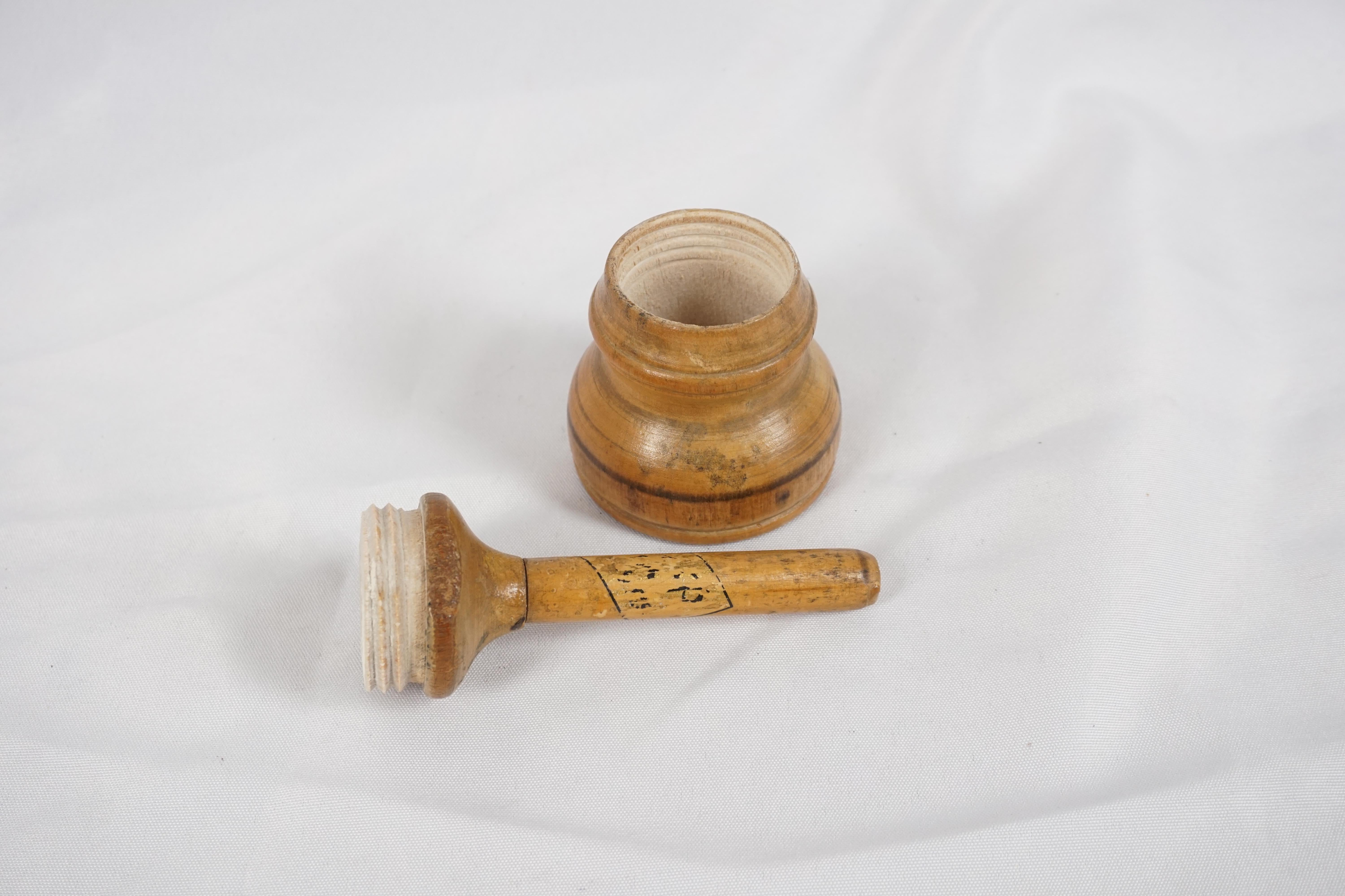 Vintage Wooden Bell, Inkwell Insert, Scandinavia 1930s, B2814 In Good Condition In Vancouver, BC