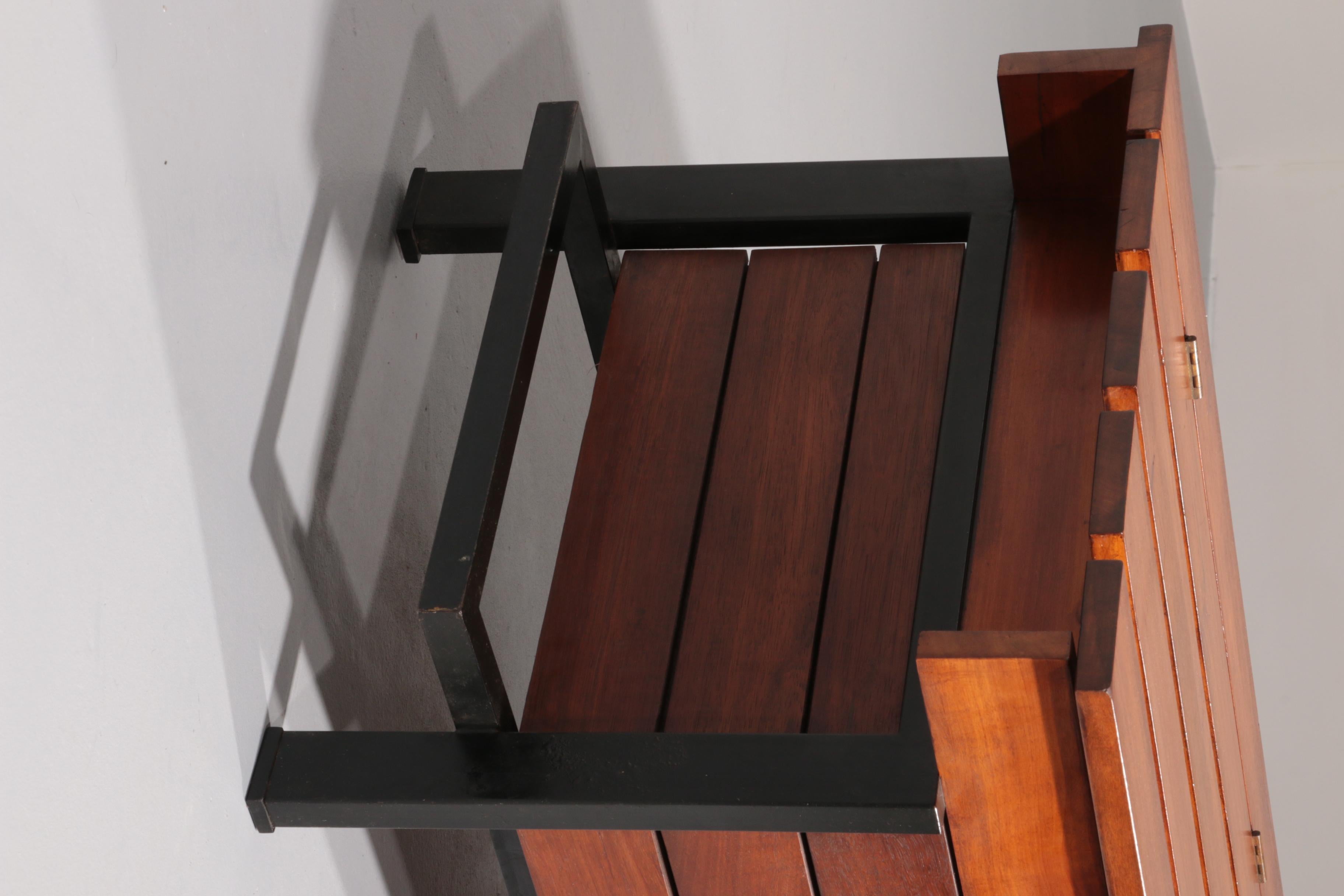 Vintage Wooden Bench with Storage Italiaans 1960 For Sale 2