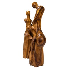Vintage Wooden Biomorphic Sculpture featuring Abstract Figures