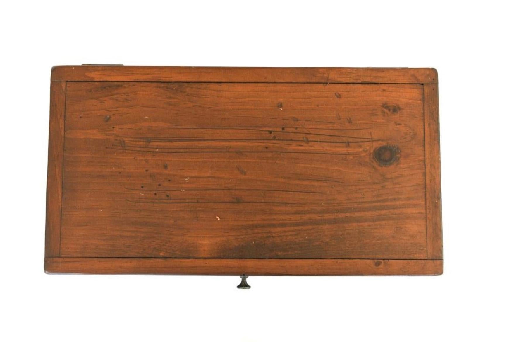 Rustic wood box on iron stand. Box is intentionally distressed with antiqued surface. Can be useful for extra storage in any room or use as a stand for sculptures or use as small side table. Dimensions: (On stand) H 21.5