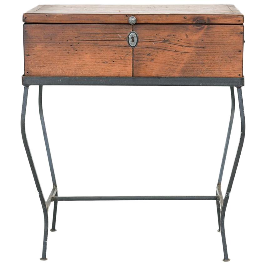 Vintage Wooden Box on Iron Stand