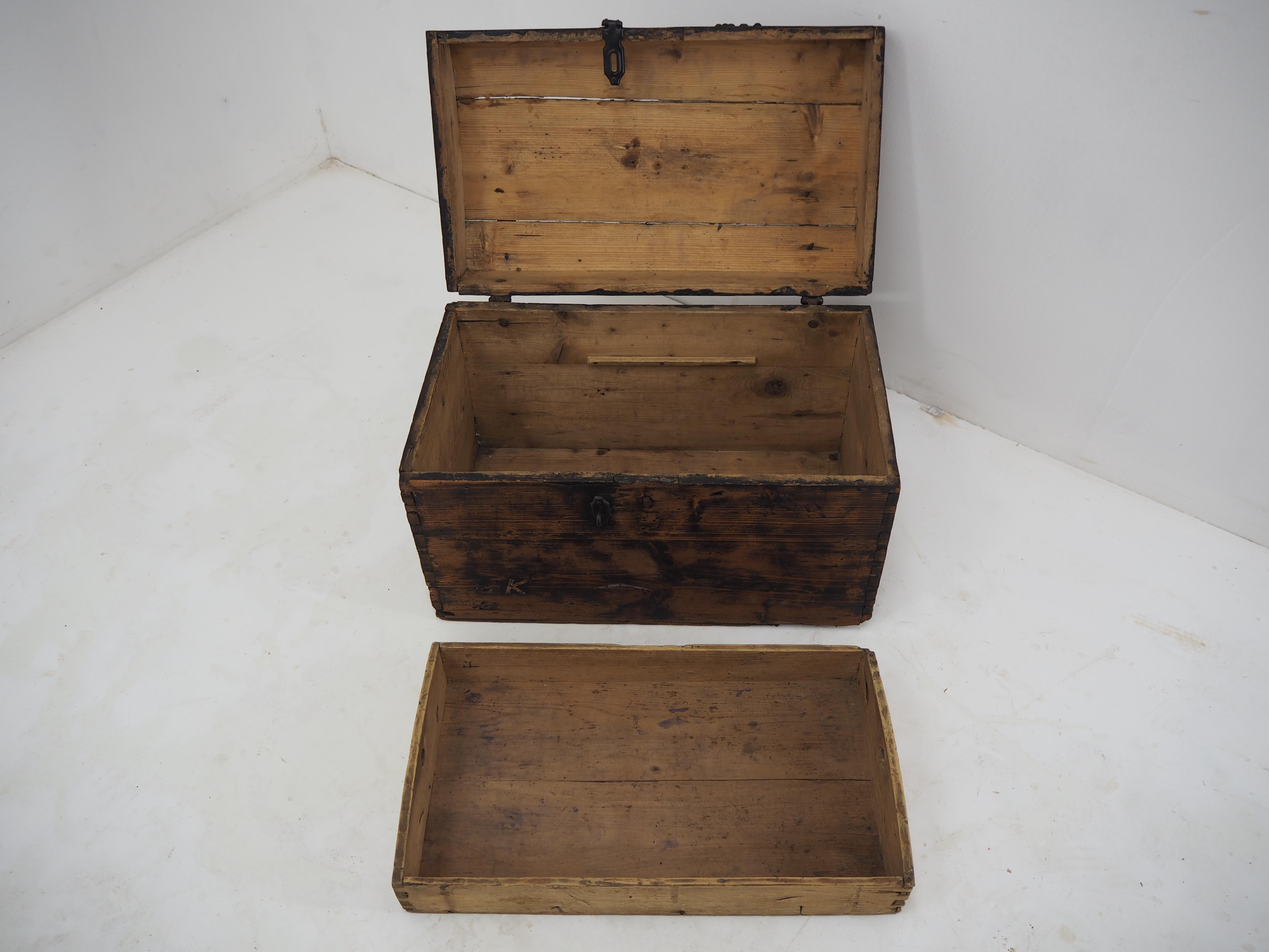 Metal Vintage Wooden Box, Suitcase, 1960s For Sale