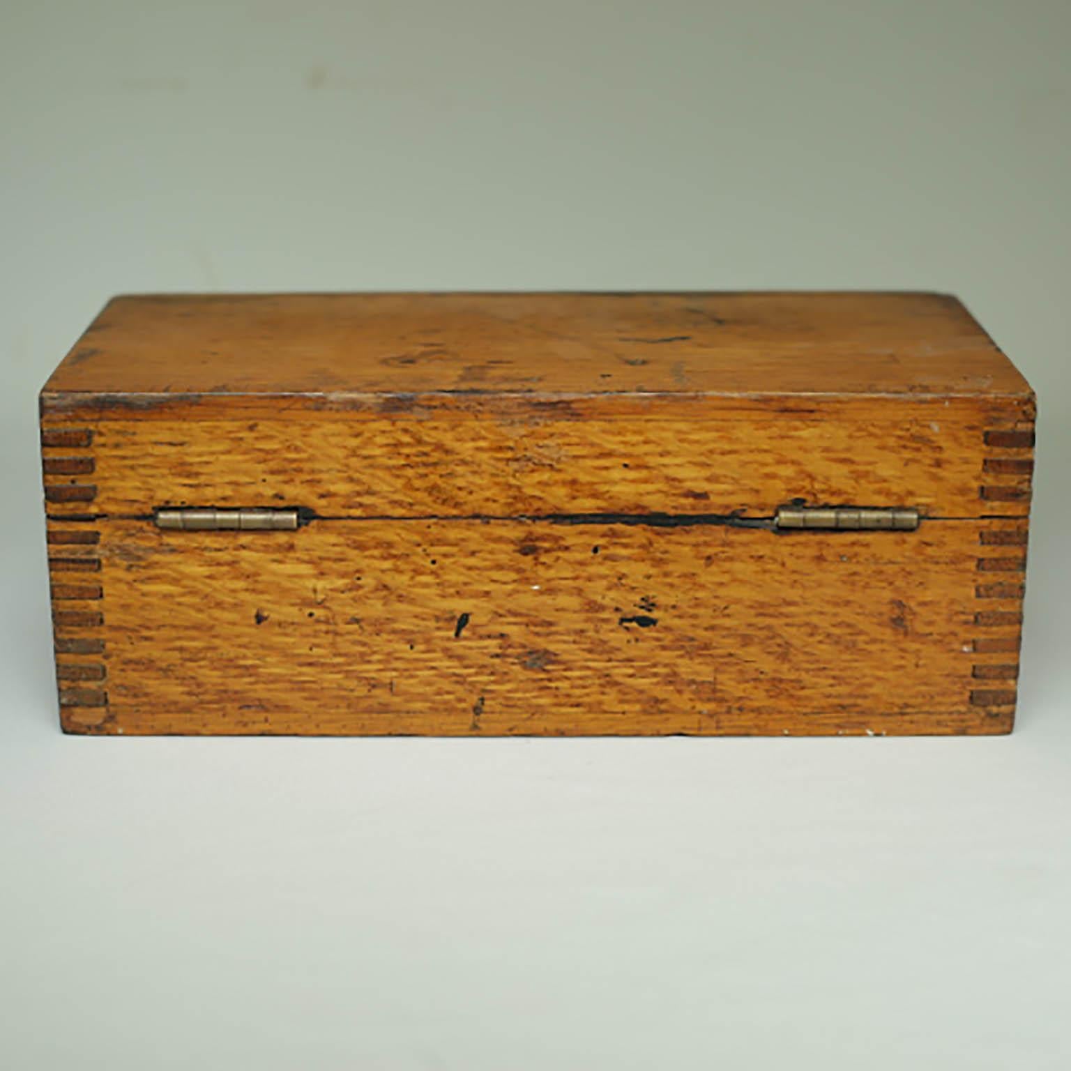 19th Century Vintage Wooden Box with Dovetails Joints, circa 1880s-1920s