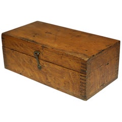 Vintage Wooden Box with Dovetails Joints, circa 1880s-1920s