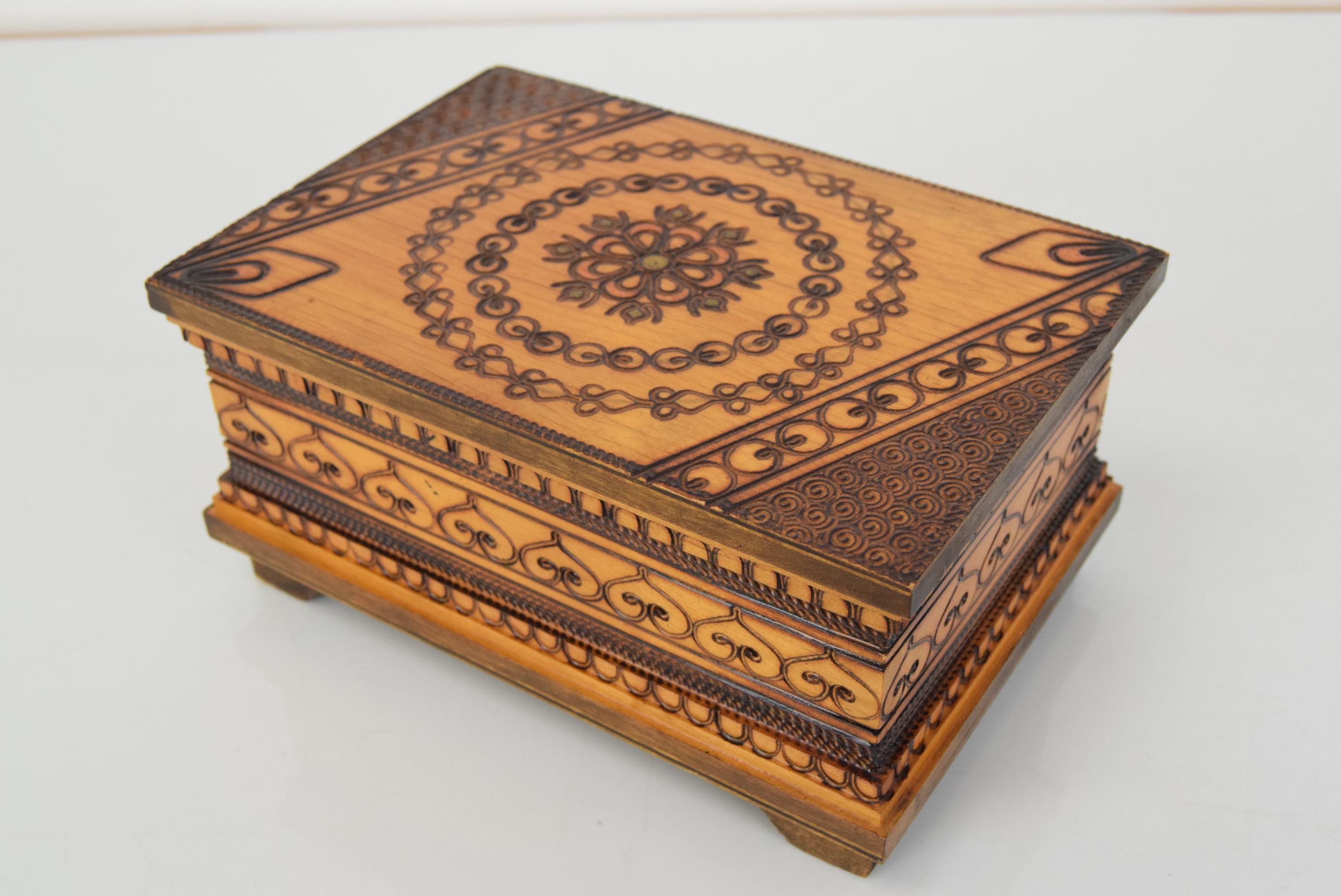 Czech Vintage Wooden Box, circa 1960's For Sale