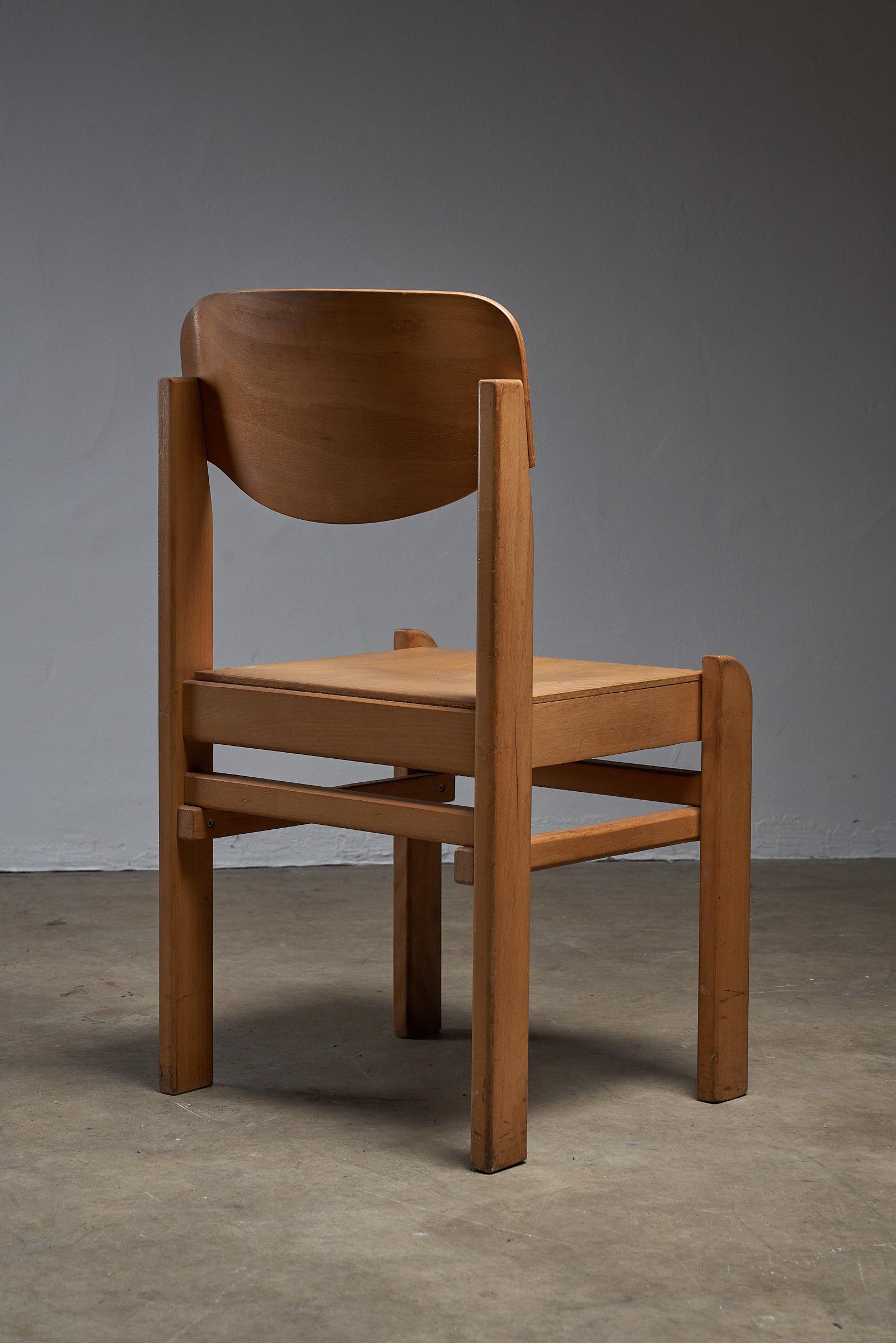 Vintage Wooden Brutalist Chairs 1970 For Sale 2