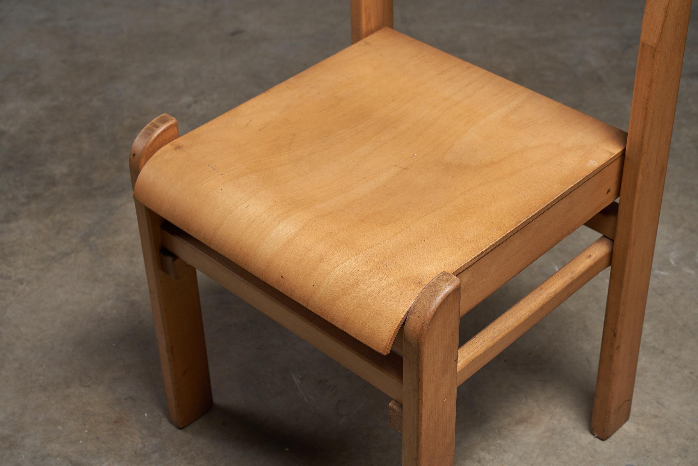 Vintage Wooden Brutalist Chairs 1970 For Sale 3
