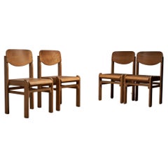 Chaises brutalistes vintage en bois 1970