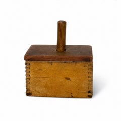 Vintage Wooden Butter Mold and Press, Rectangular Box, Folk Art