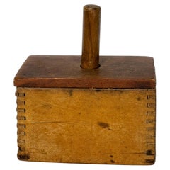 Vintage Wooden Butter Mold and Press, Rectangular Box, Folk Art