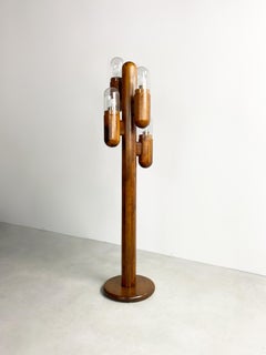 Vintage Wooden Cactus Floor Lamp, c.1970