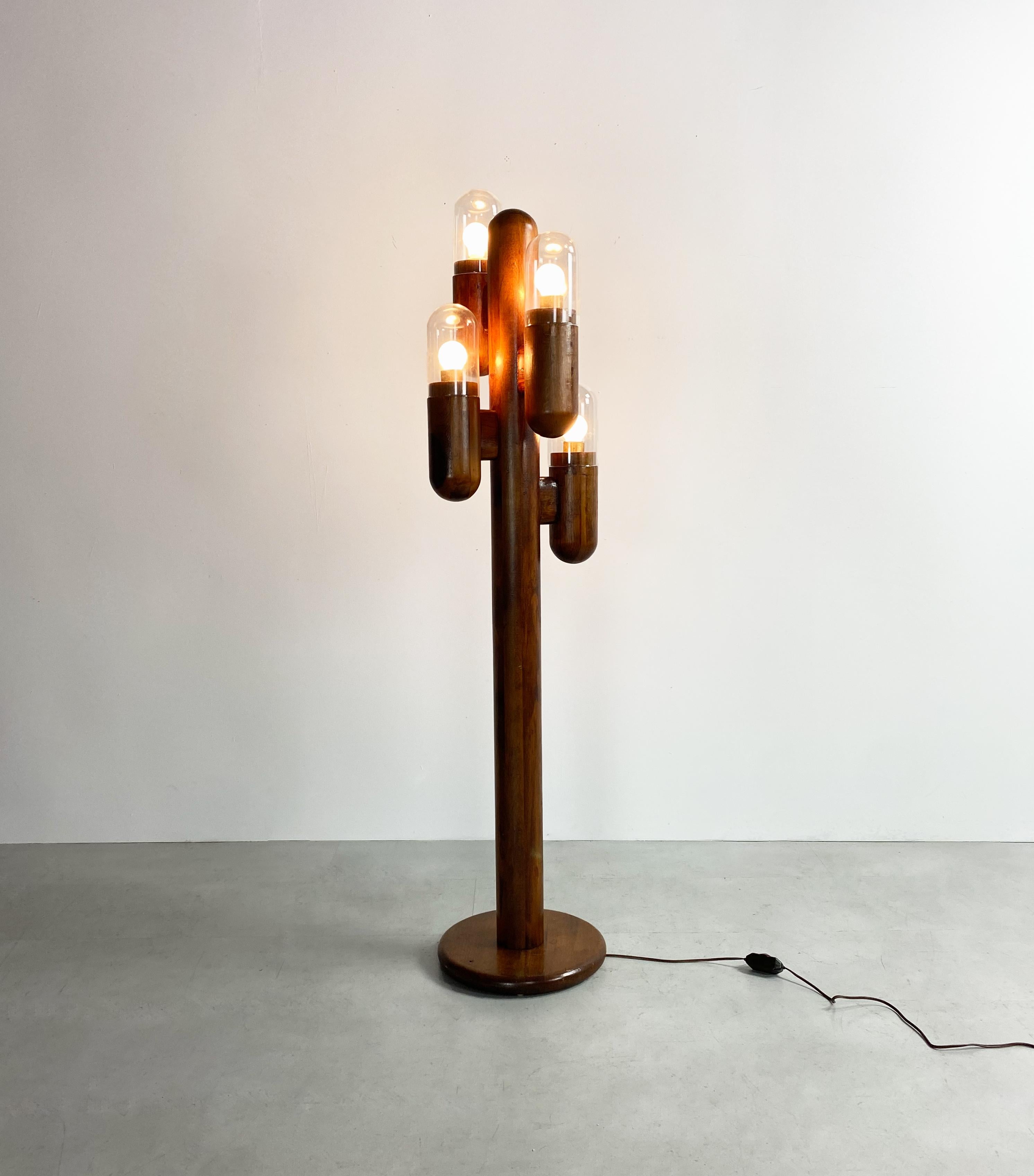 wooden cactus lamp