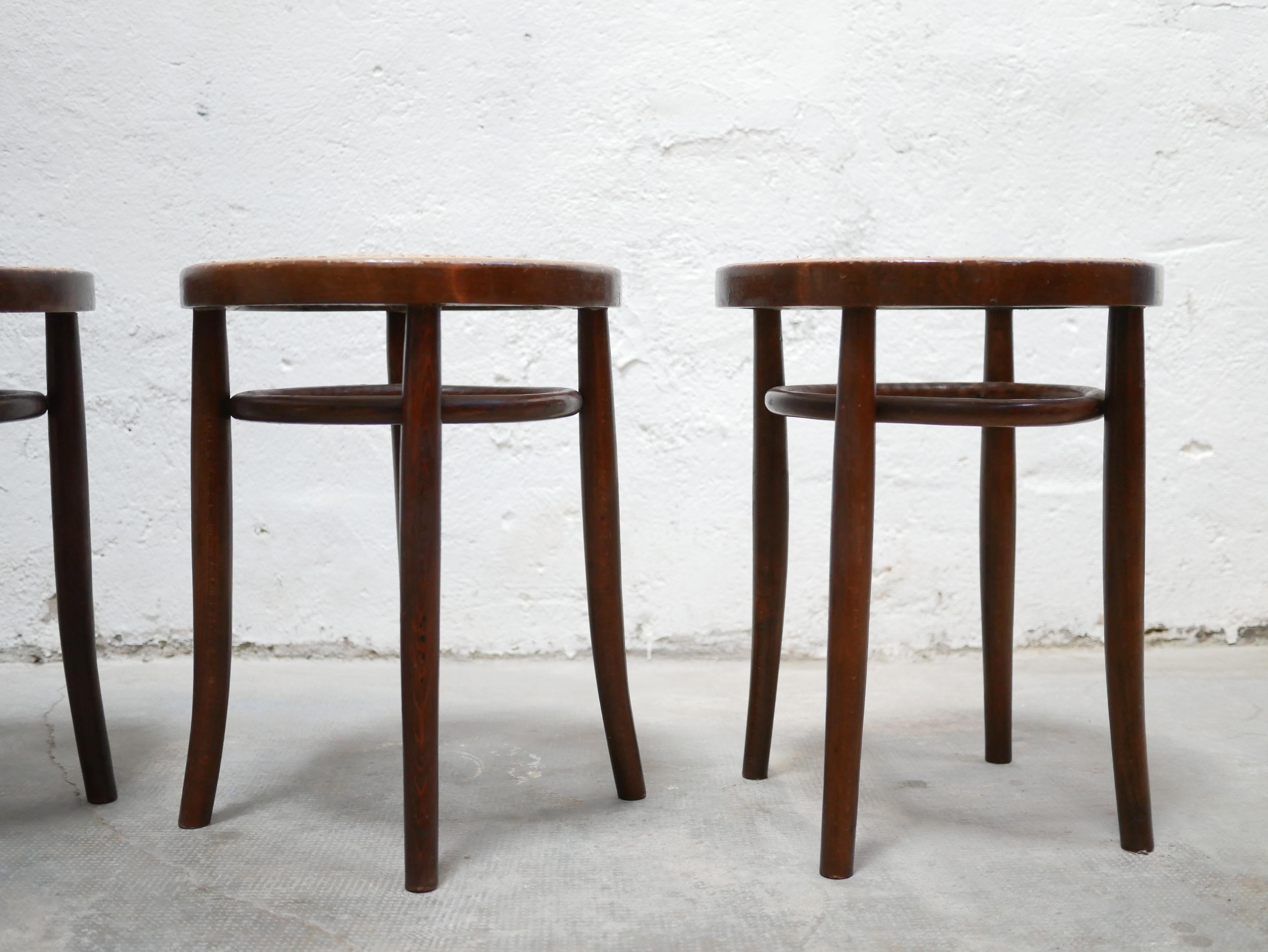 Vintage Wooden Caned Stool 3