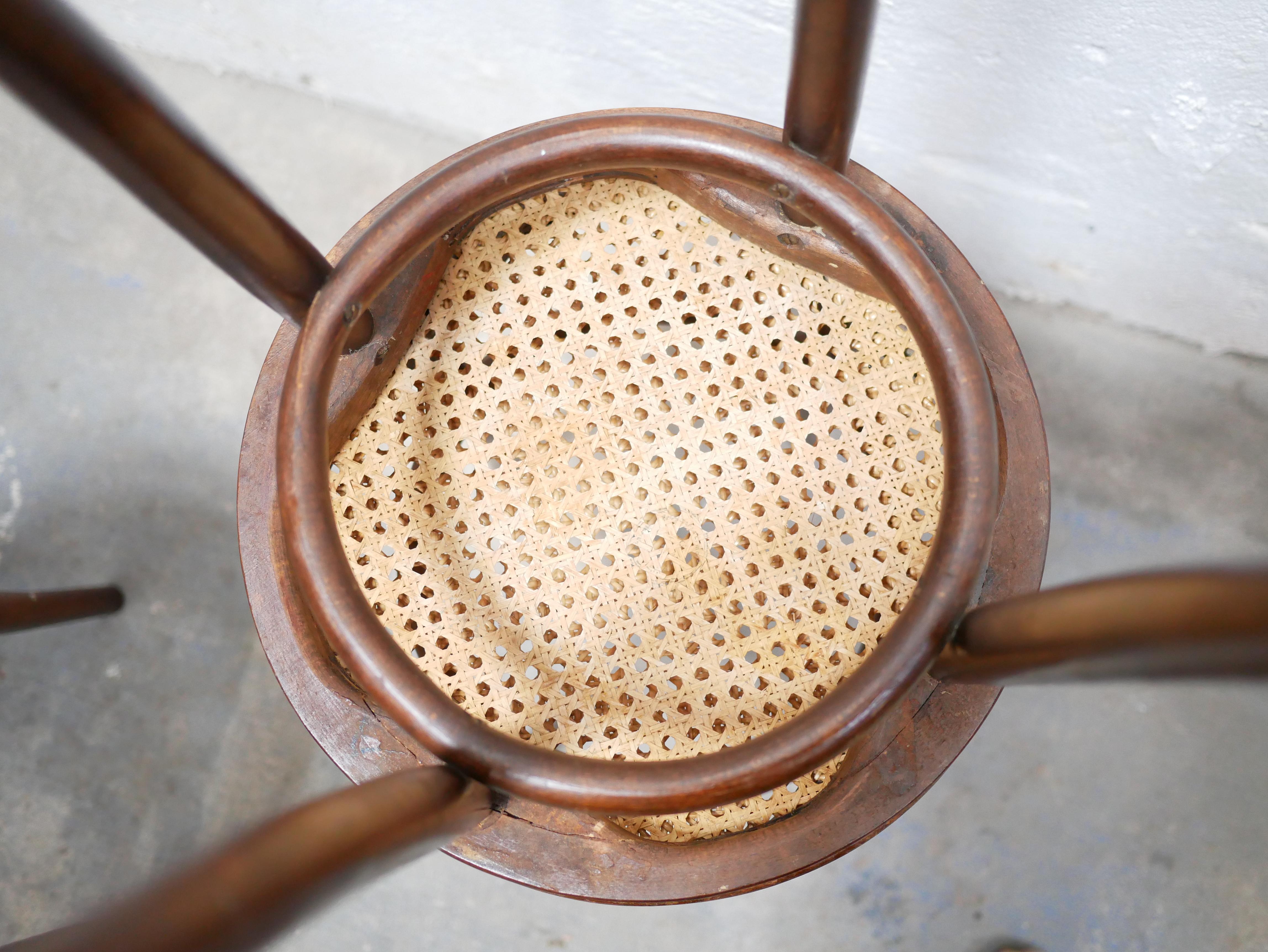 Vintage Wooden Caned Stool 9