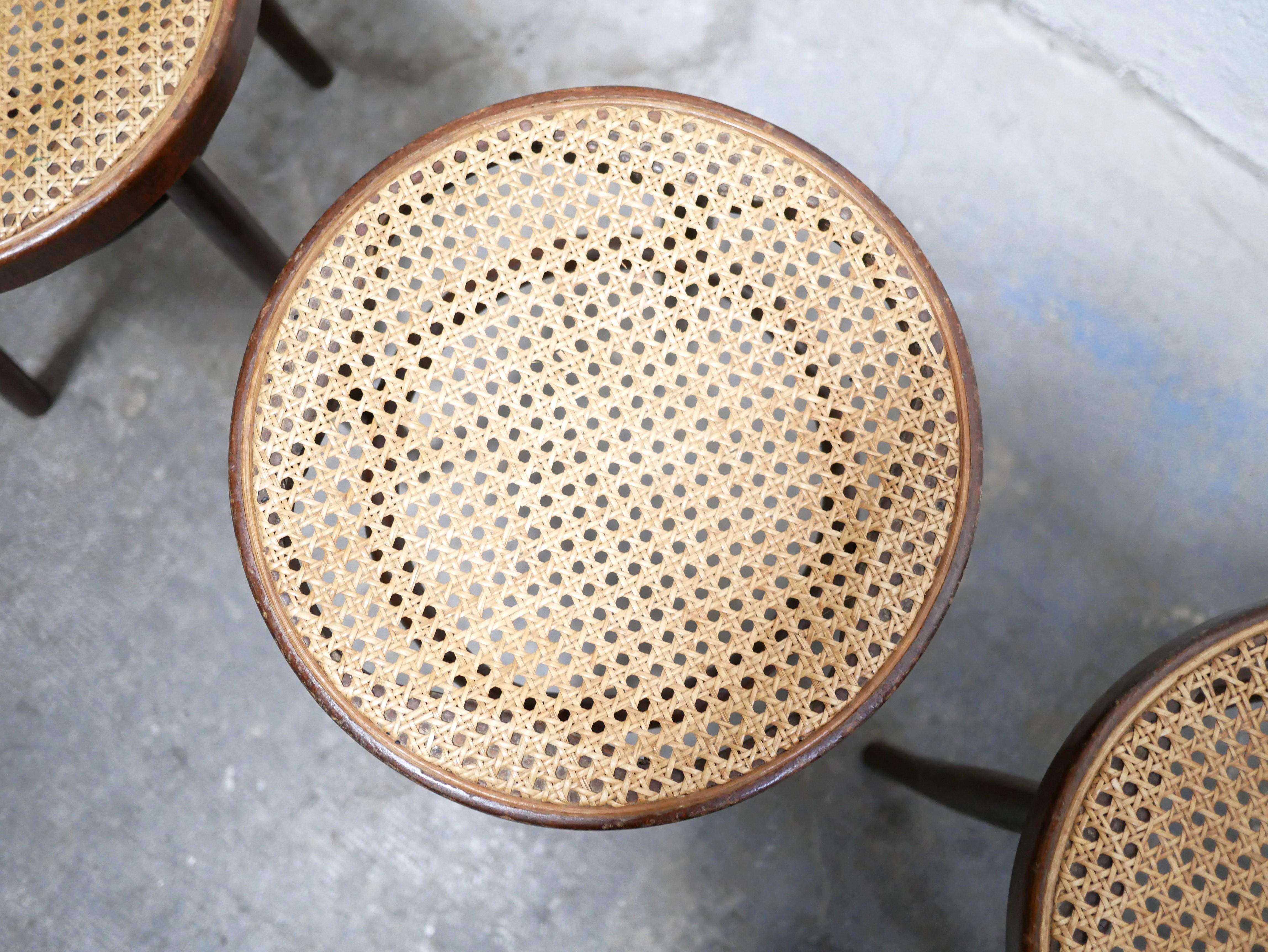 20th Century Vintage Wooden Caned Stool