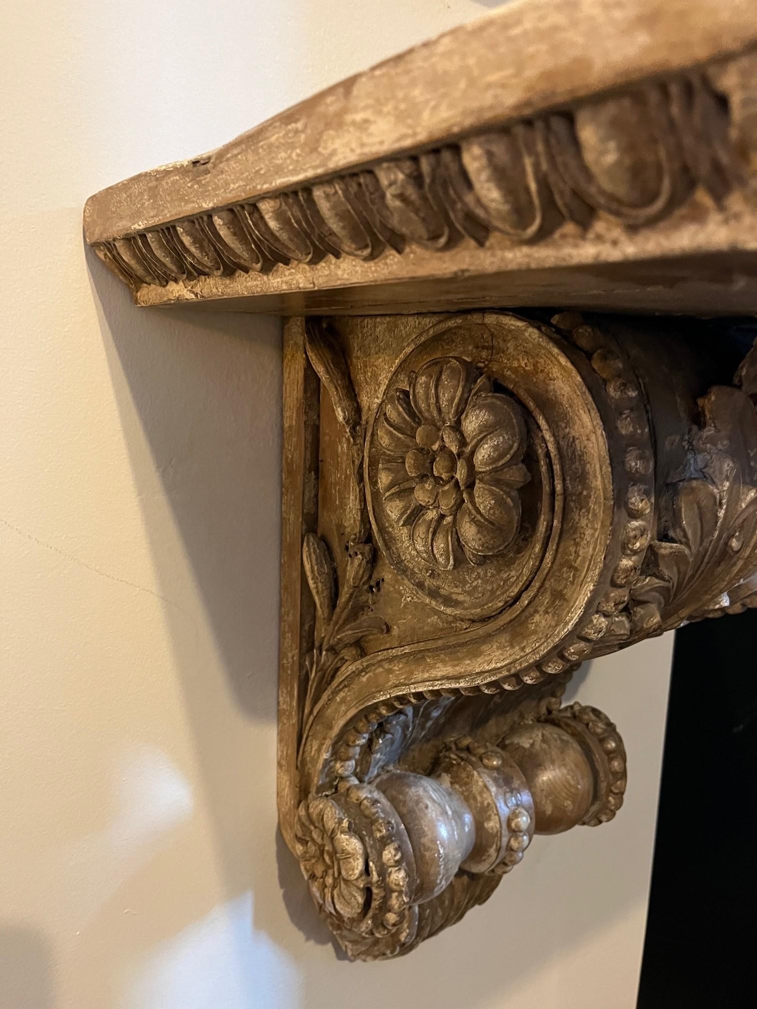 Vintage Wooden Carved Corbel, Wall Bracket In Good Condition For Sale In Los Angeles, CA