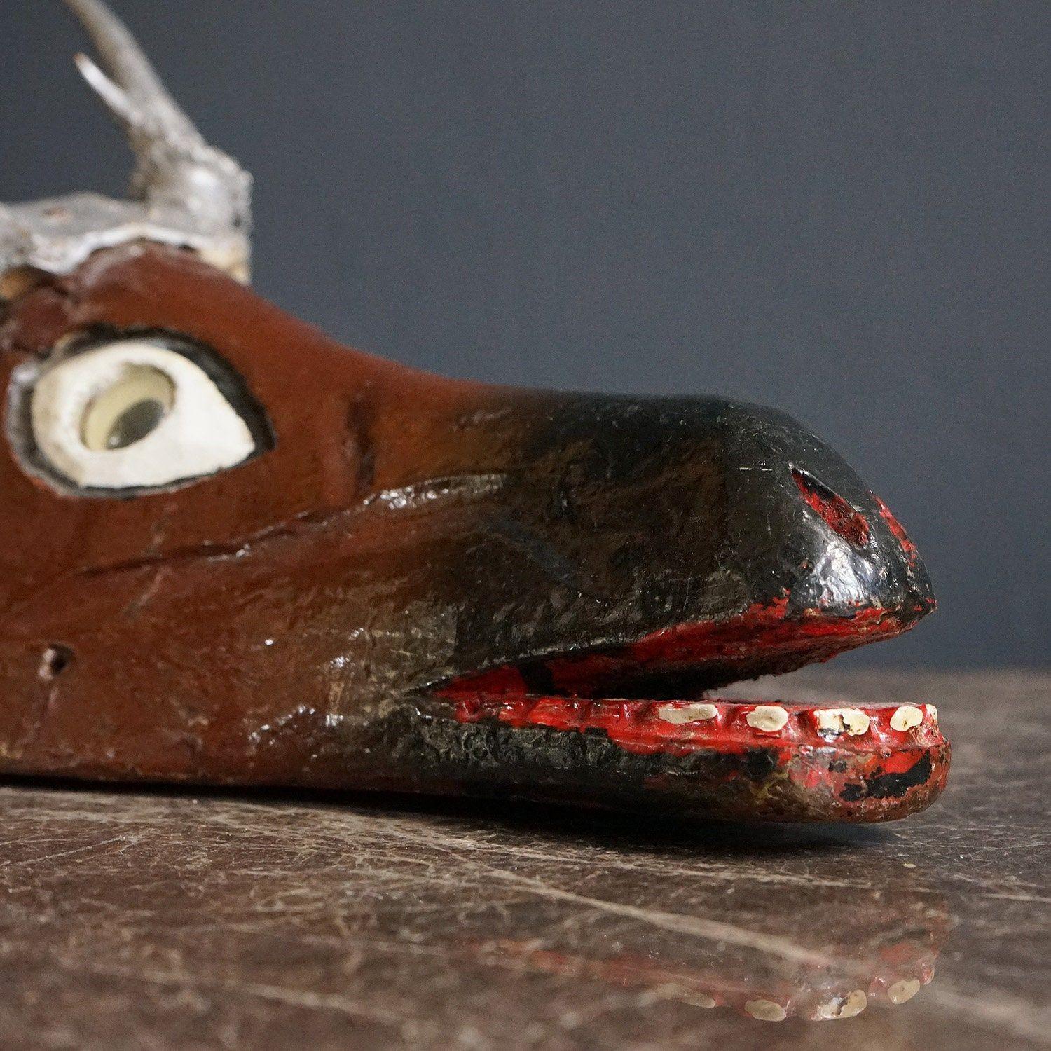 Vintage Mexican Folk Art Hand Carved and Hand Painted Wooden Deer Mask 2