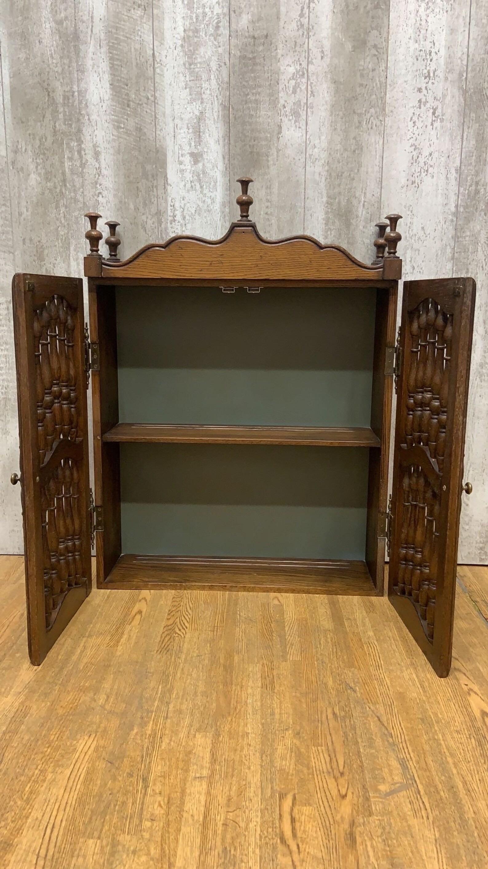 Unknown Vintage Wooden Carved Wall Hanging Shelving Unit For Sale