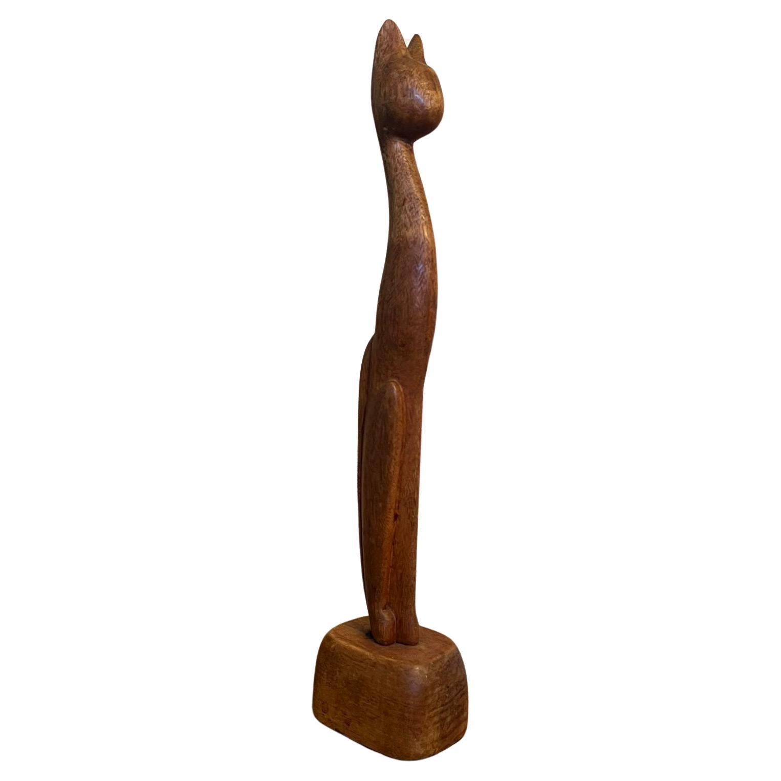 Vintage Katze Skulptur aus Holz.