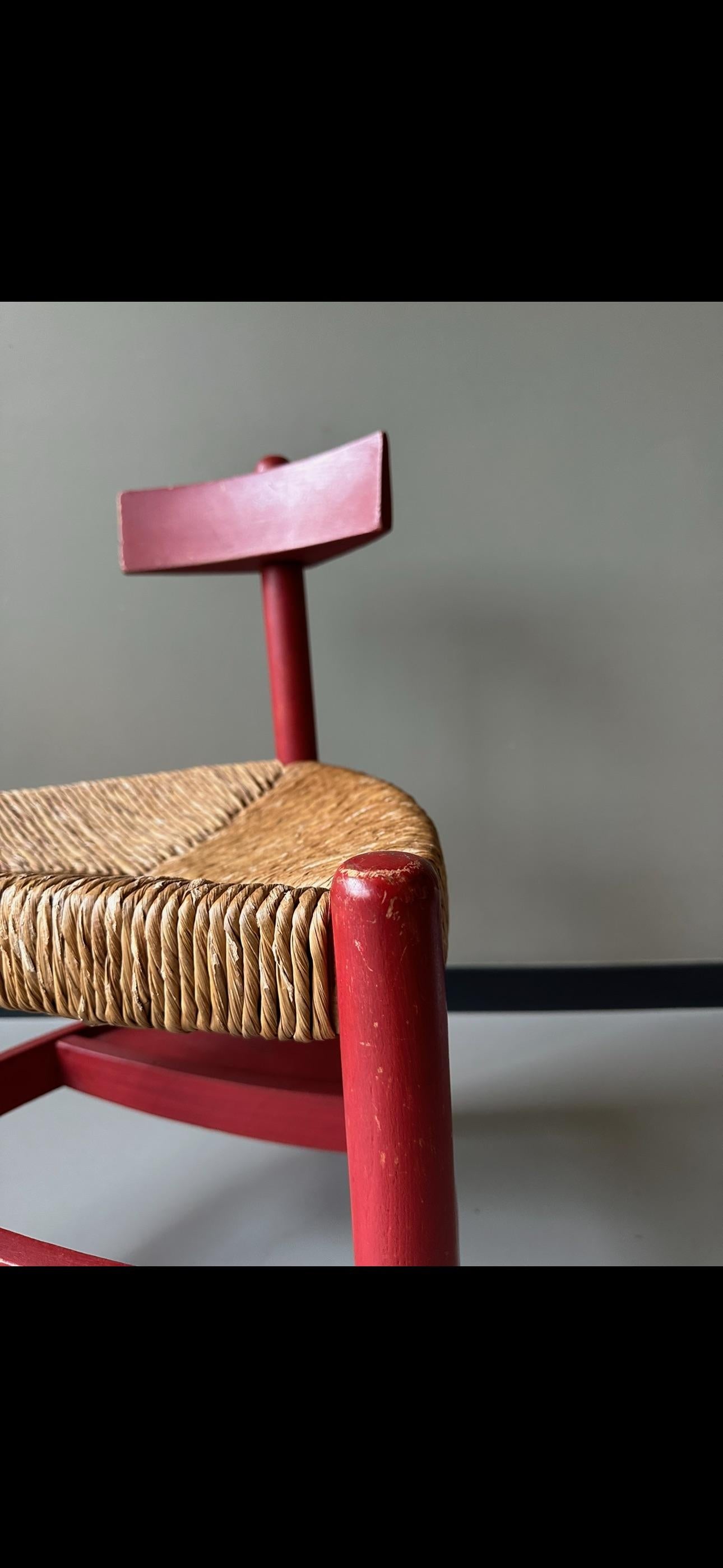 Vintage wooden chair with rush seating Wim den Boom For Sale 2