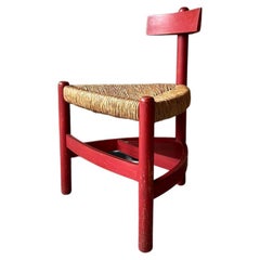 Vintage wooden chair with rush seating Wim den Boom