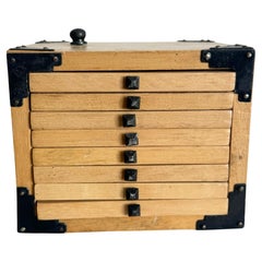 Coffre en bois vintage avec sous-verres par Knobler - Lot de 8