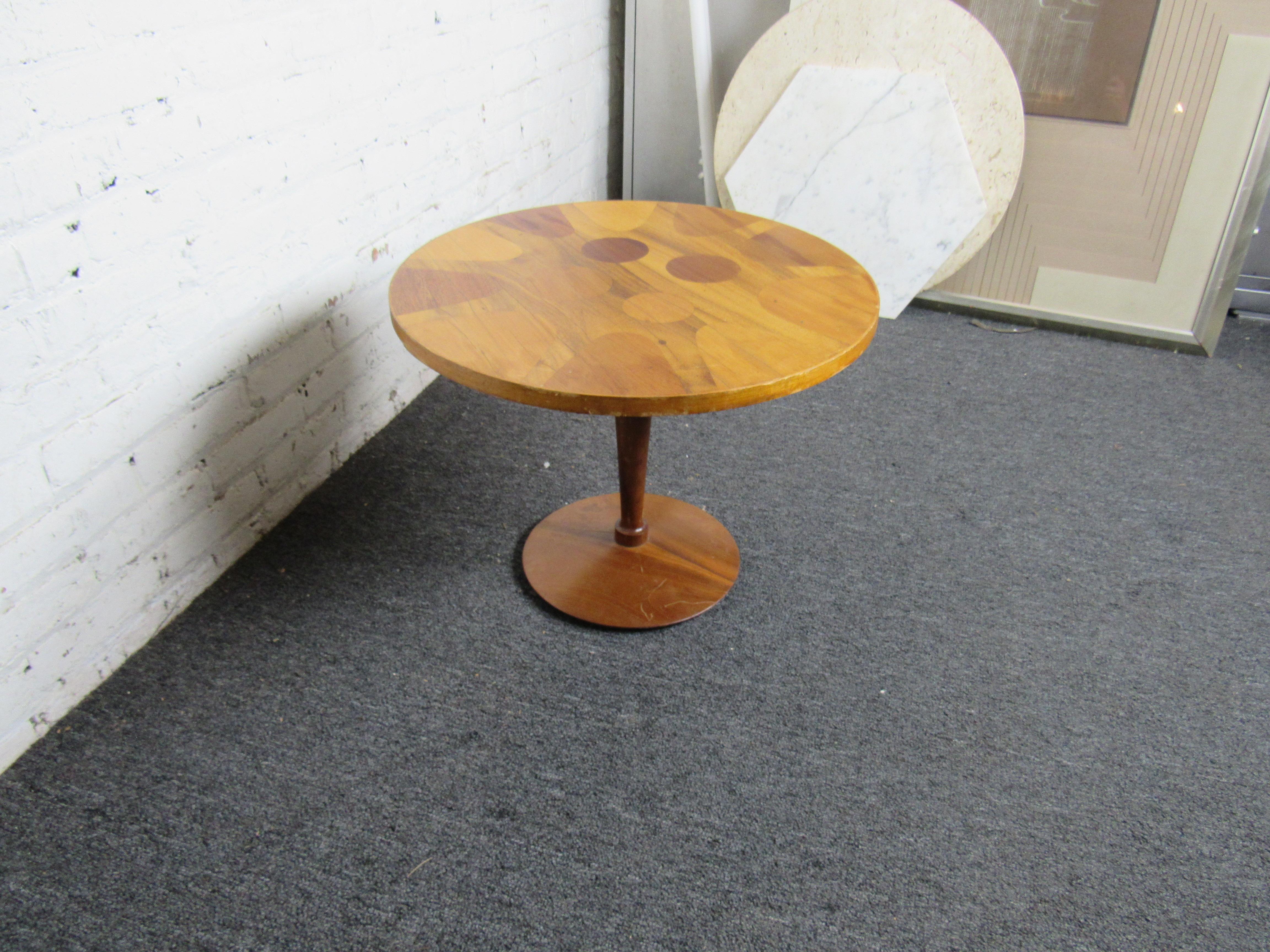 Mid-Century Modern Vintage Wood Cocktail Table w/ Inlay