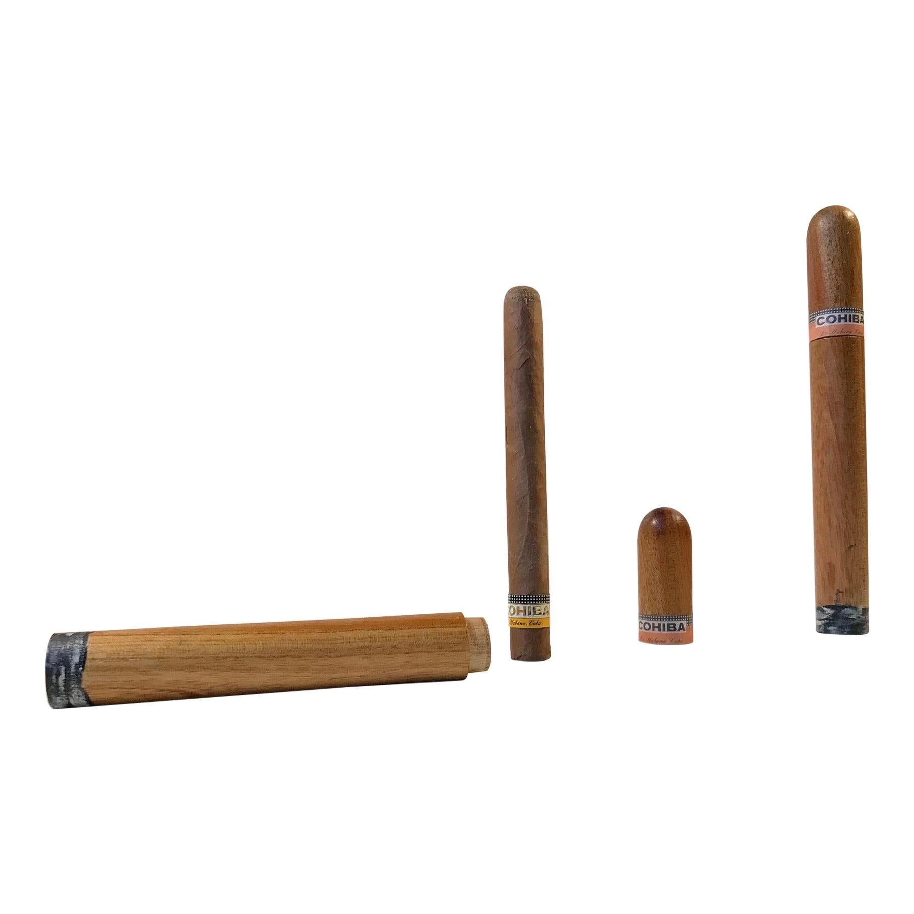 Vintage Wooden Cohiba Cigar Tubes, 1960s