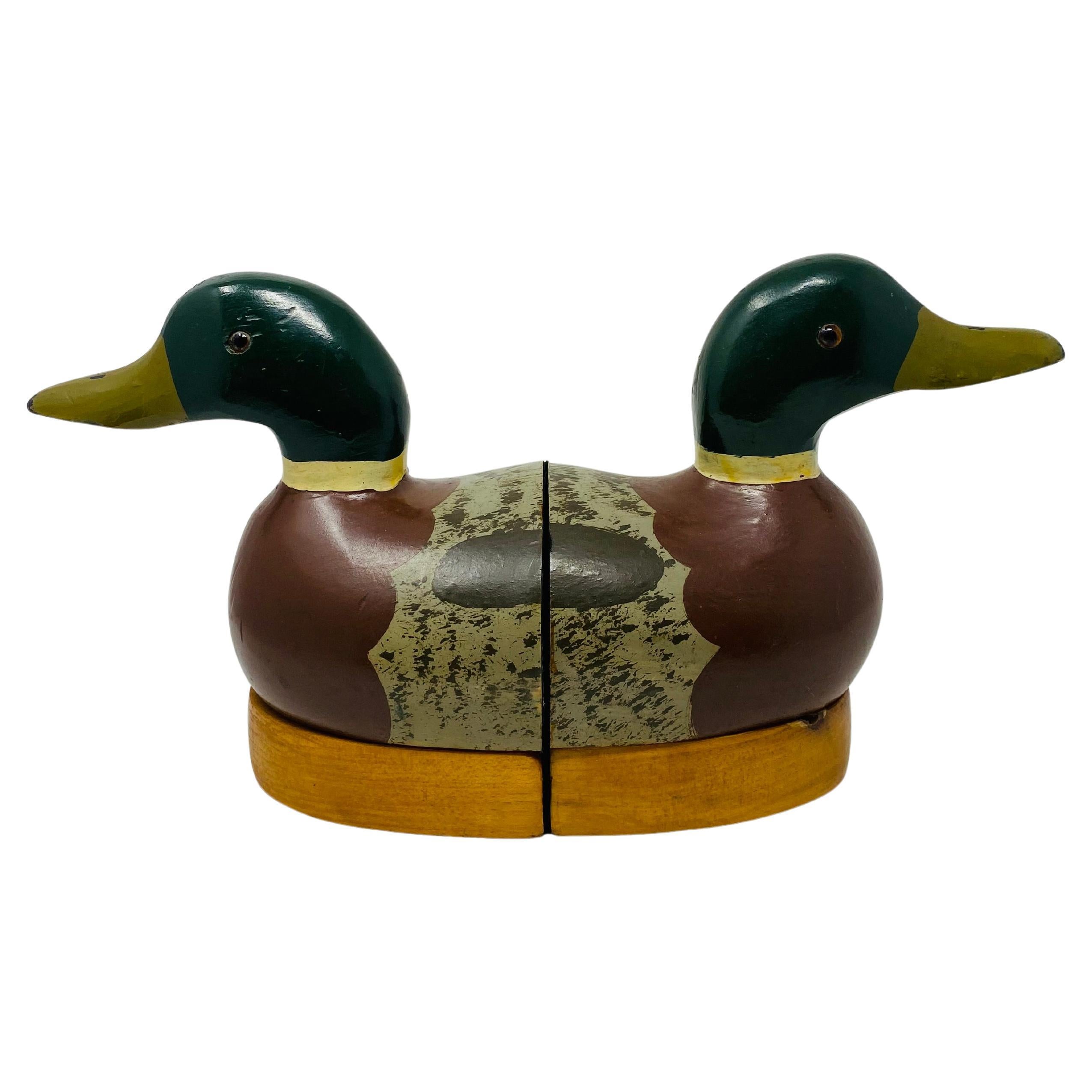 Sujetalibros de madera Vintage Decoy Duck Americana
