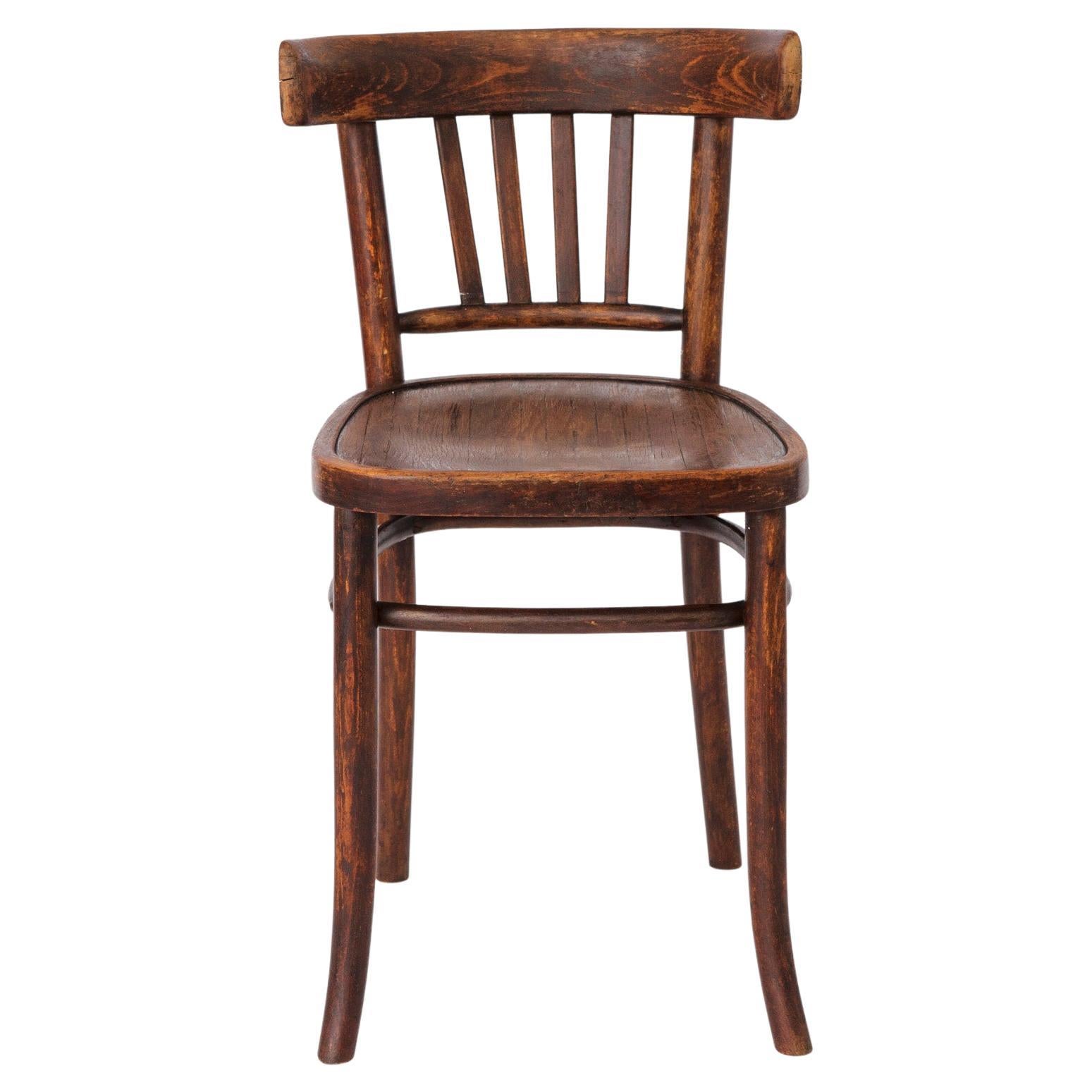 Vintage Wooden Desk Chair 1930s–1950s, Belgian Beech Wood Chair, Mid Century