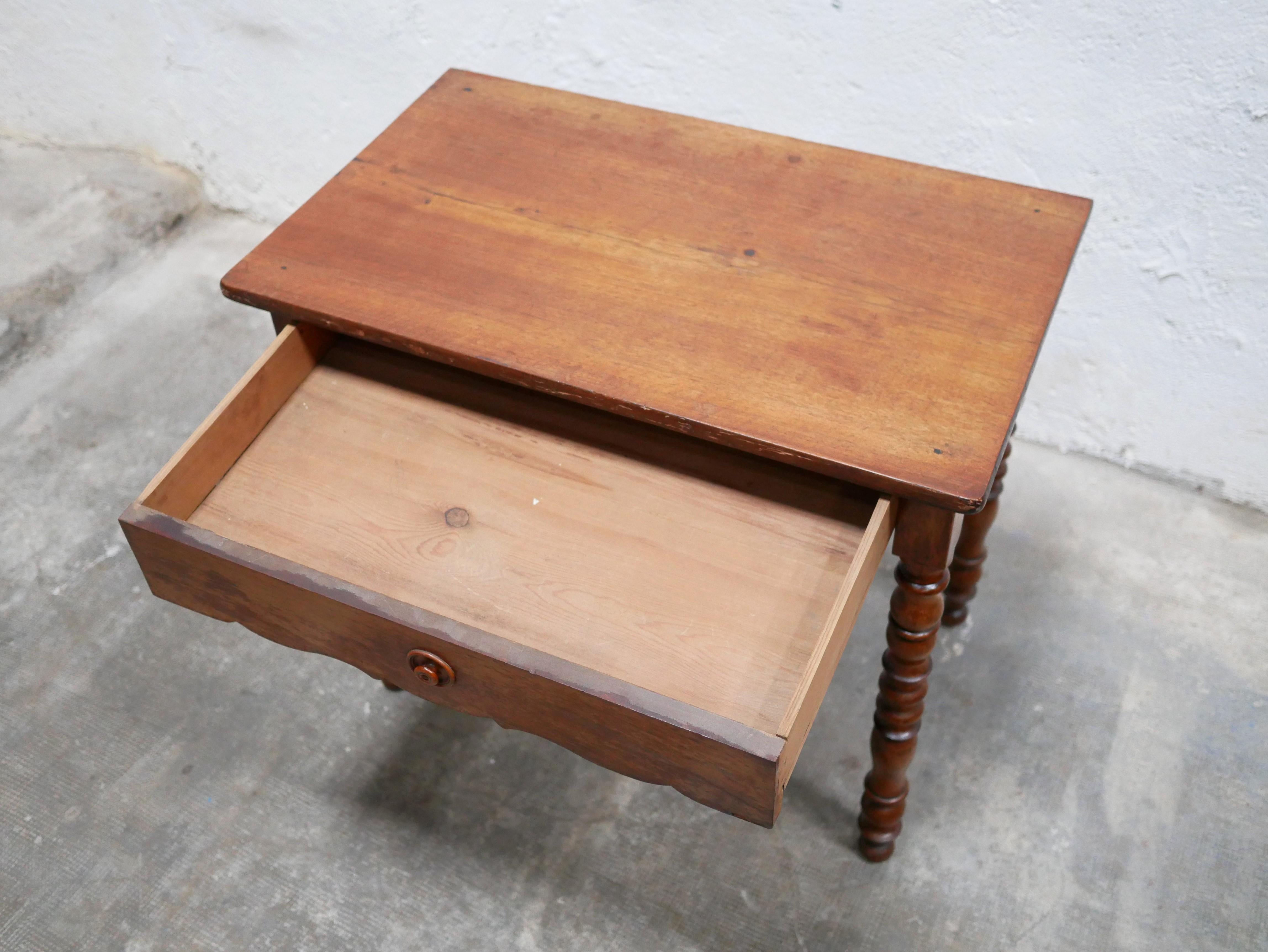 French Vintage Wooden Desk Side Table