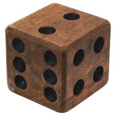 Vintage Wooden Dice Paperweight