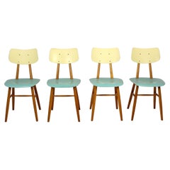 Vintage Wooden Dining Chairs from Ton, 1971, Set of 4