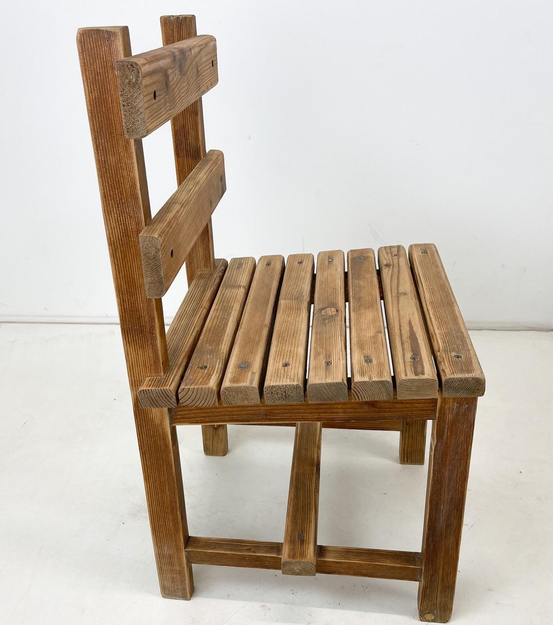 Vintage Wooden Dining Set of Bench & 3 Chairs For Sale 5