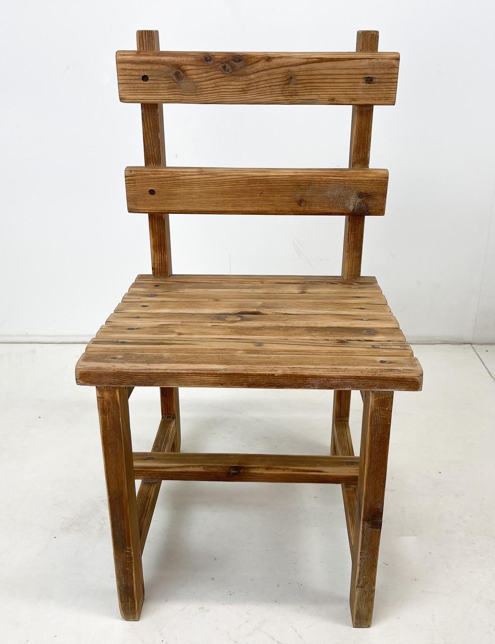 Vintage Wooden Dining Set of Bench & 3 Chairs For Sale 6