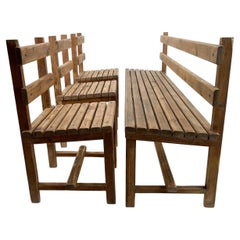 Retro Wooden Dining Set of Bench & 3 Chairs