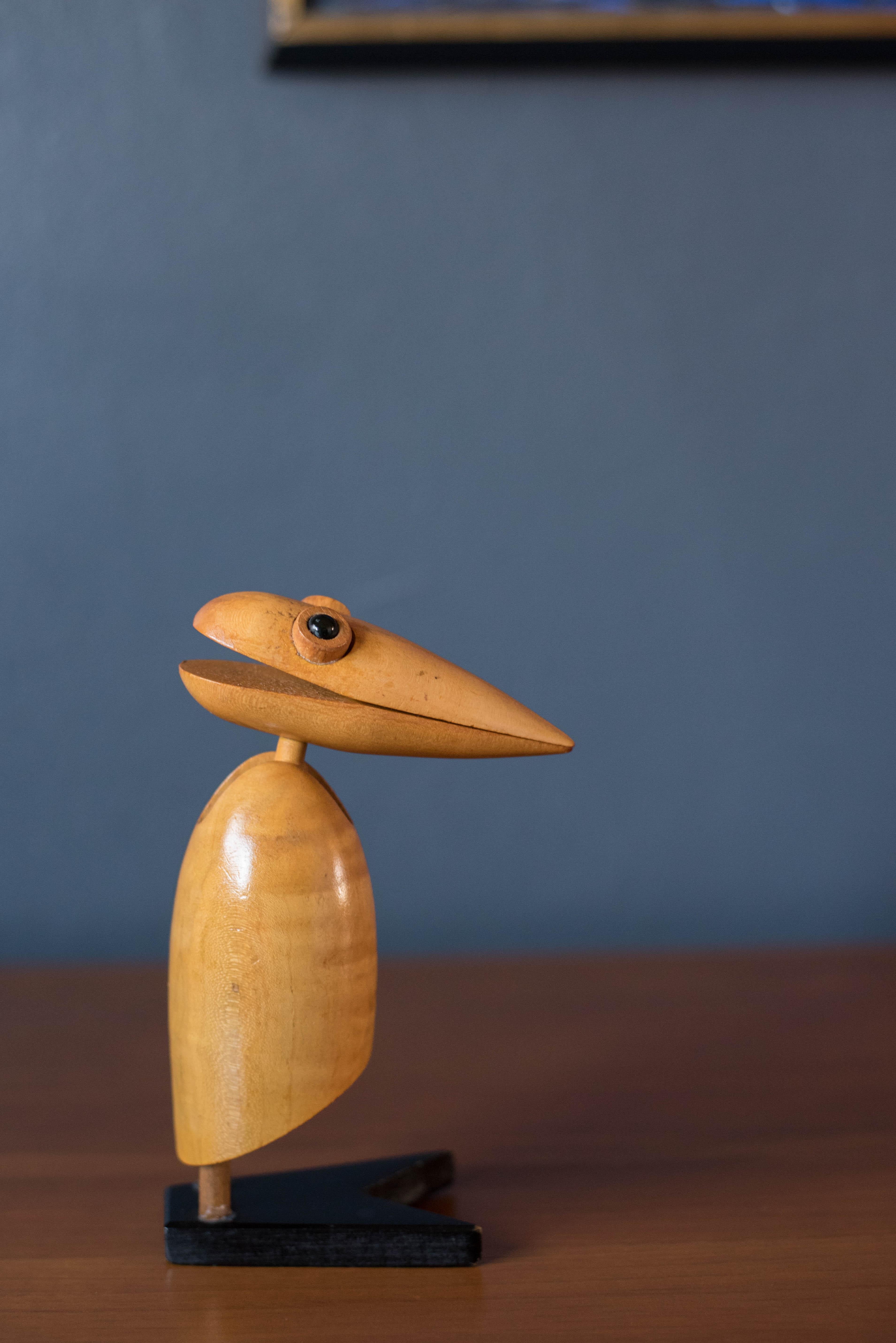 Vintage Wooden Dodo Bird Toy Sculpture Paper Holder In Good Condition In San Jose, CA