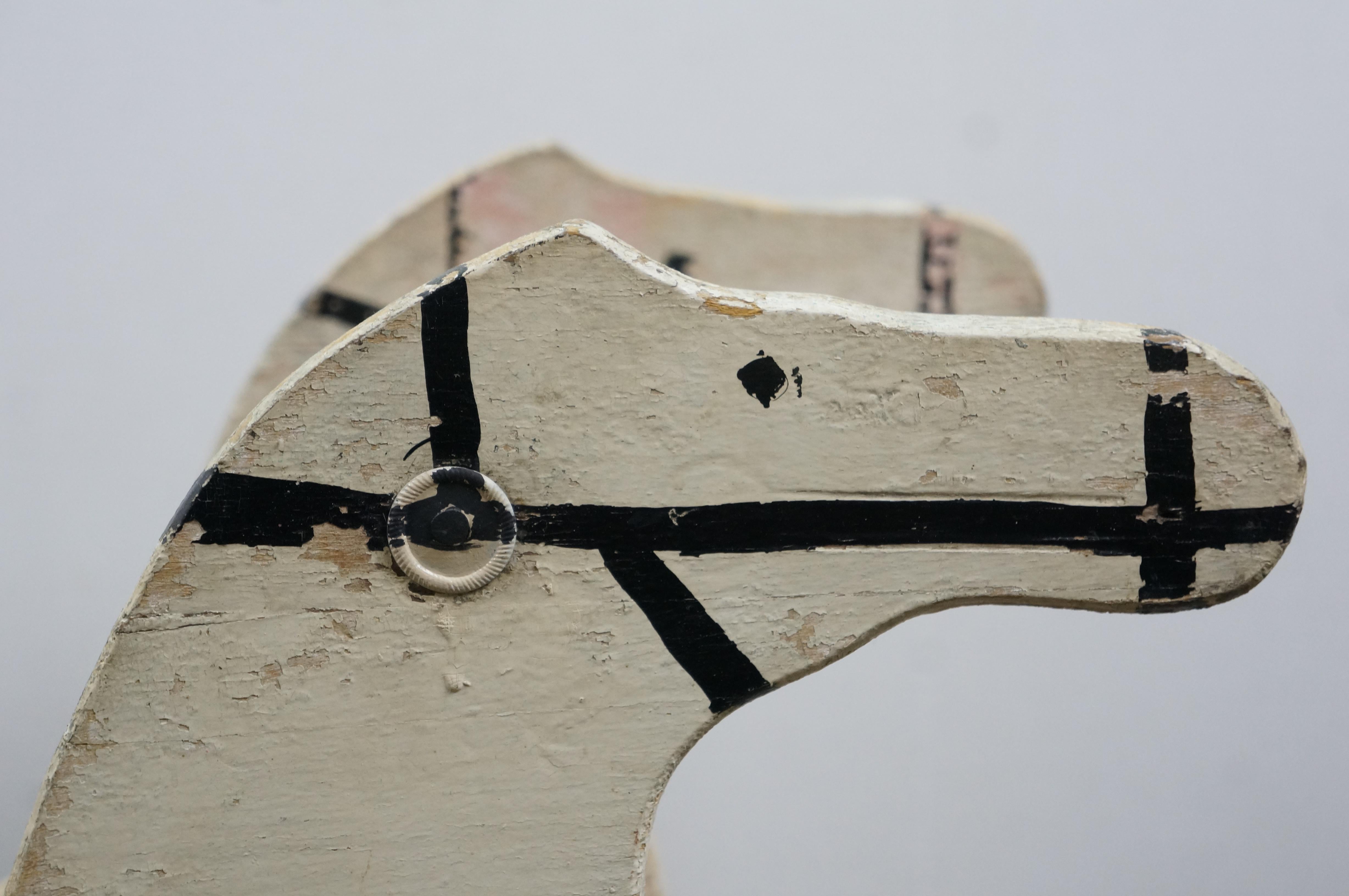 Cheval à bascule double en bois vintage pour enfants 39