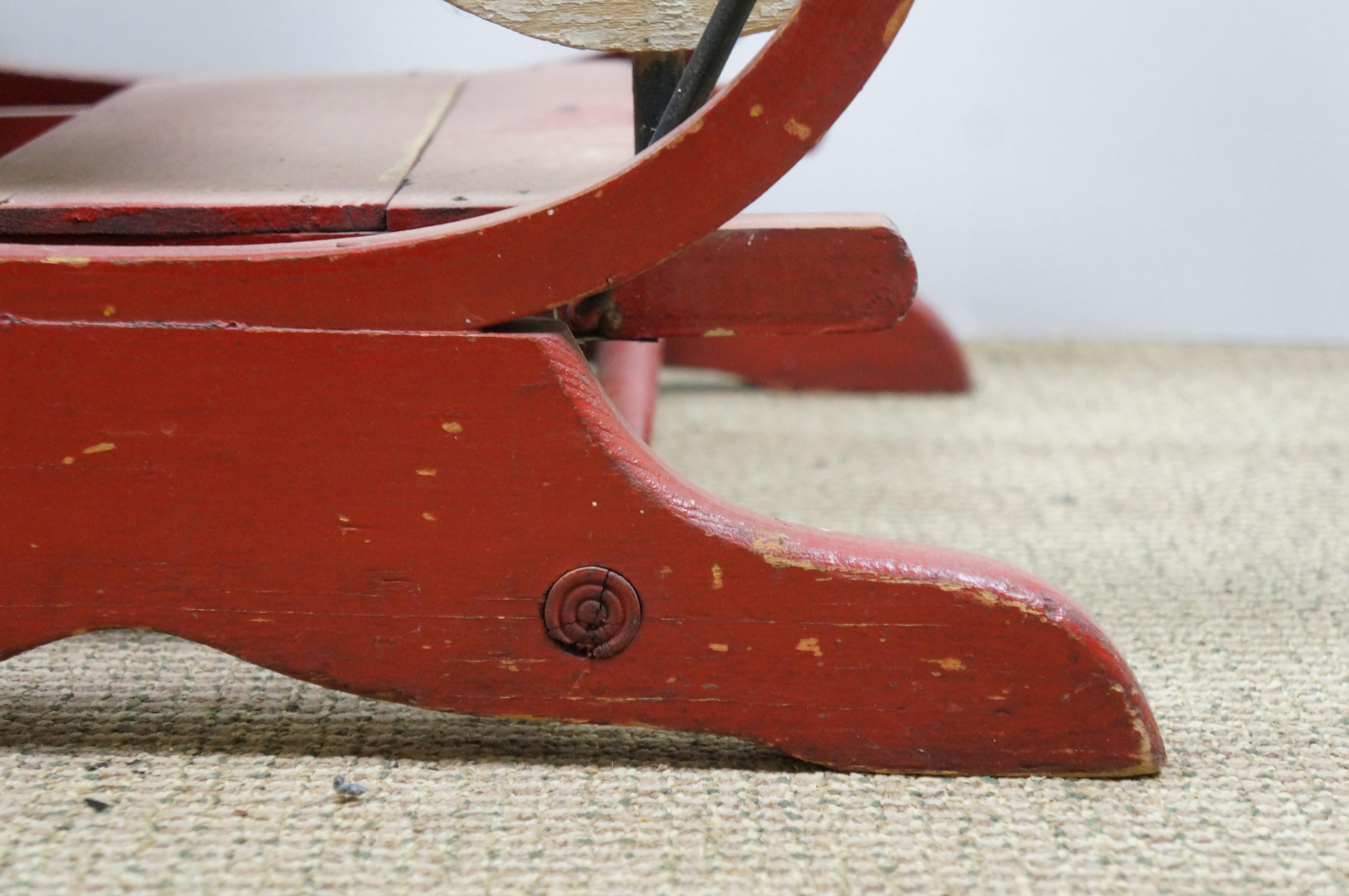 Cheval à bascule double en bois vintage pour enfants 39