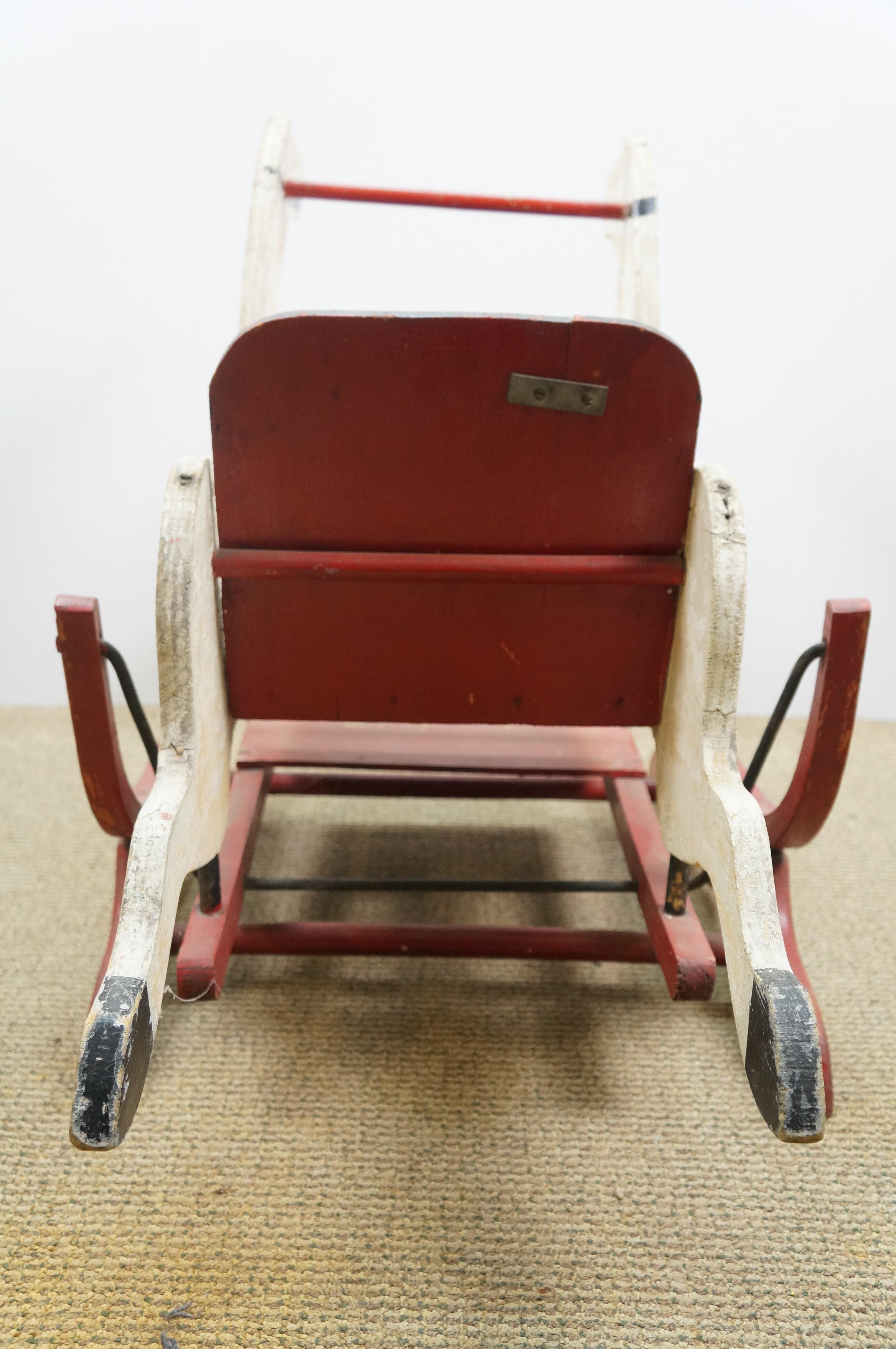 Bois de feuillus Cheval à bascule double en bois vintage pour enfants 39