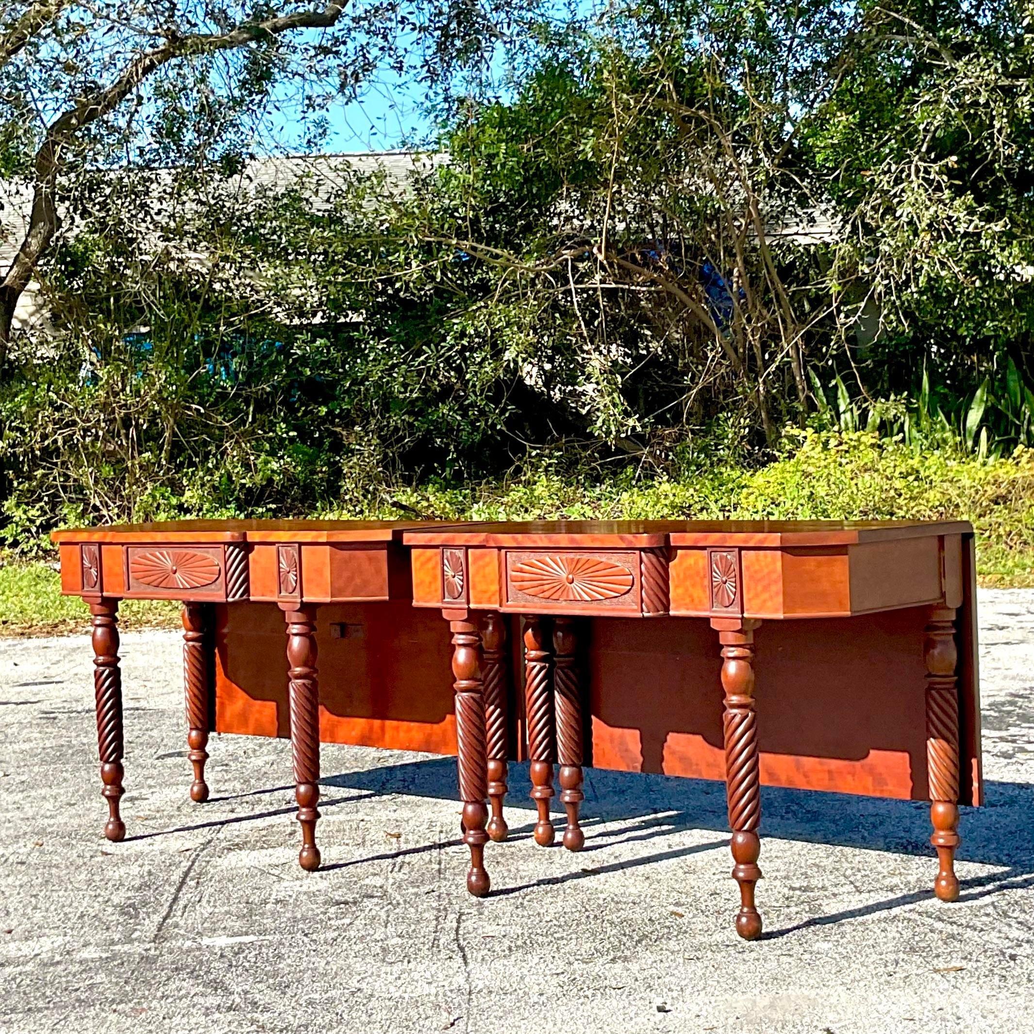 20th Century Vintage Wooden Drop Leaf Console Tables - a Pair For Sale